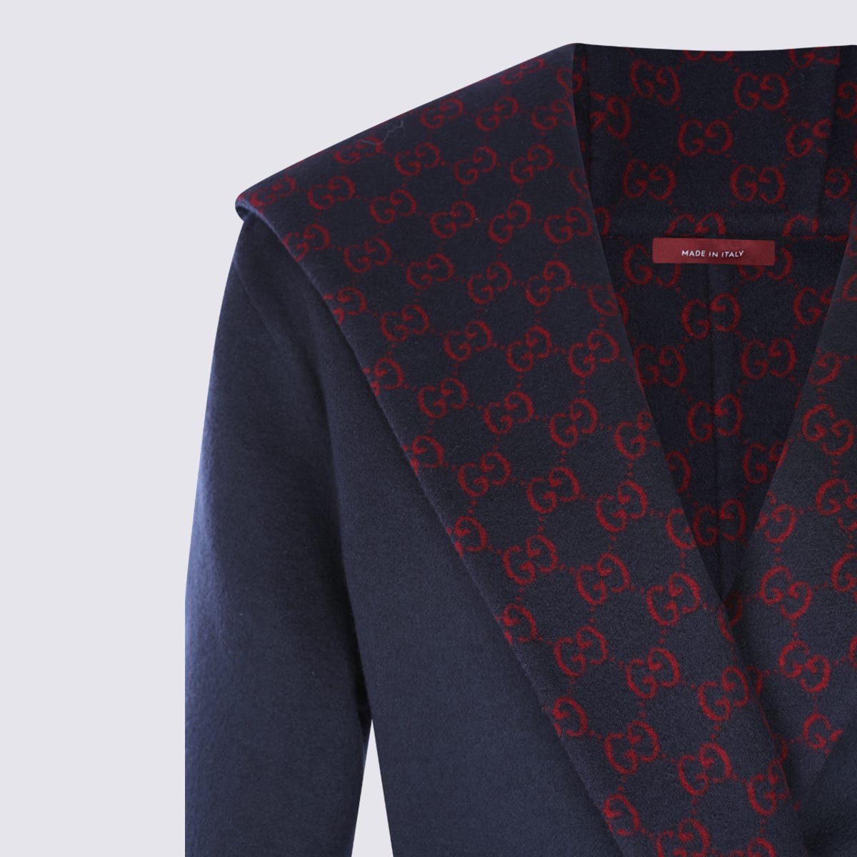 Gucci Navy Blue Wool Blend Reversible Coat In Black