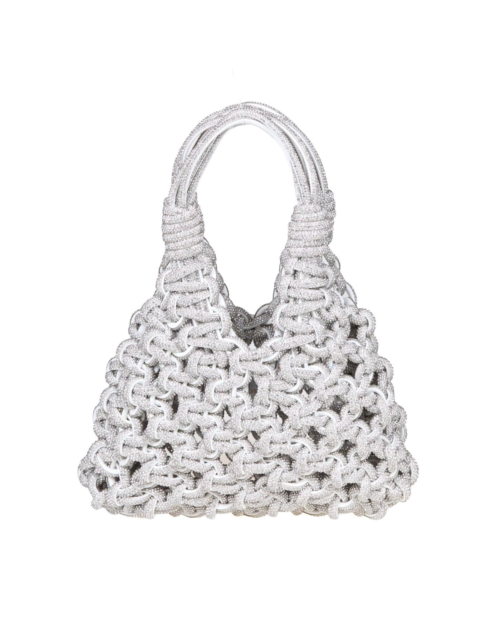 HIBOURAMA JEWEL BAG WITH WEAVING AND APPLIED CRYSTALS
