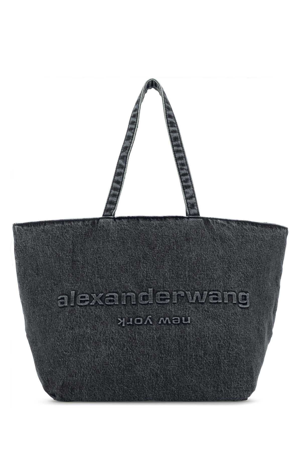 Dark Grey Denim Punch Shopping Bag