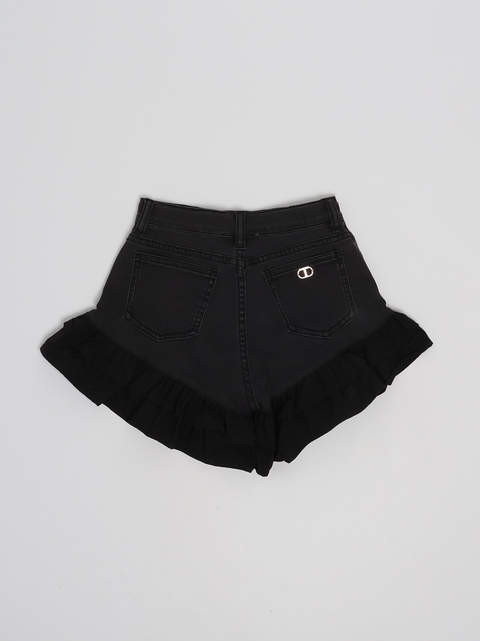 Shop Twinset Denim Shorts Shorts In Nero
