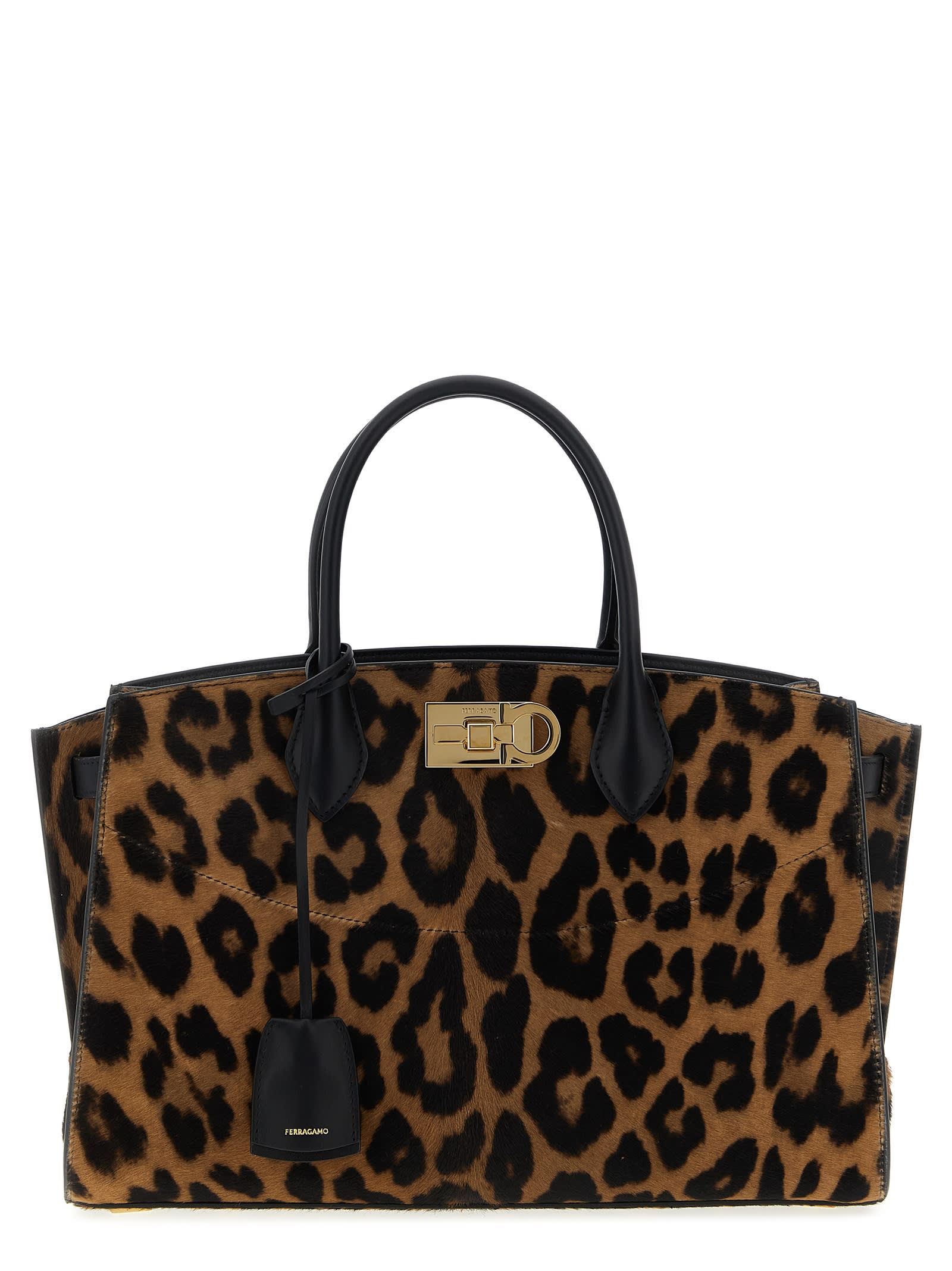 Ferragamo Leopard Print Studio Large Tote In Animal Print