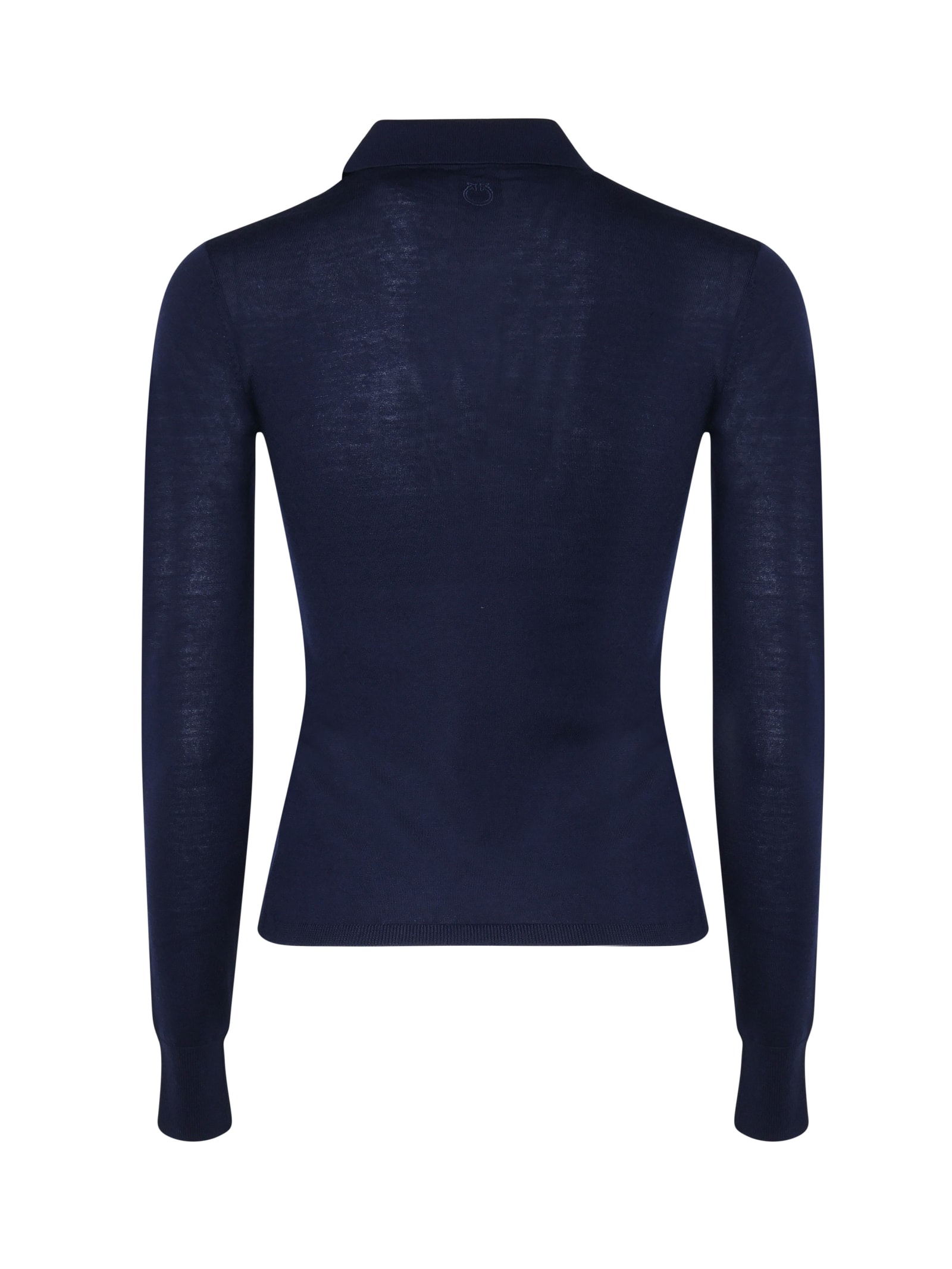 Shop Pinko Tricot Sweater With Shirt Collar In Blue