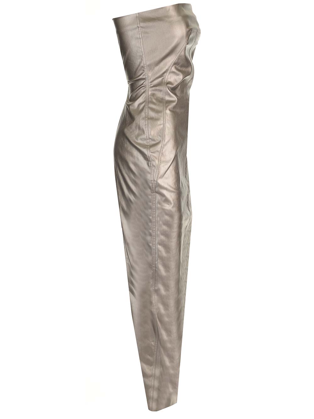 Shop Rick Owens Long Denim Dress Athena In Gunmetal