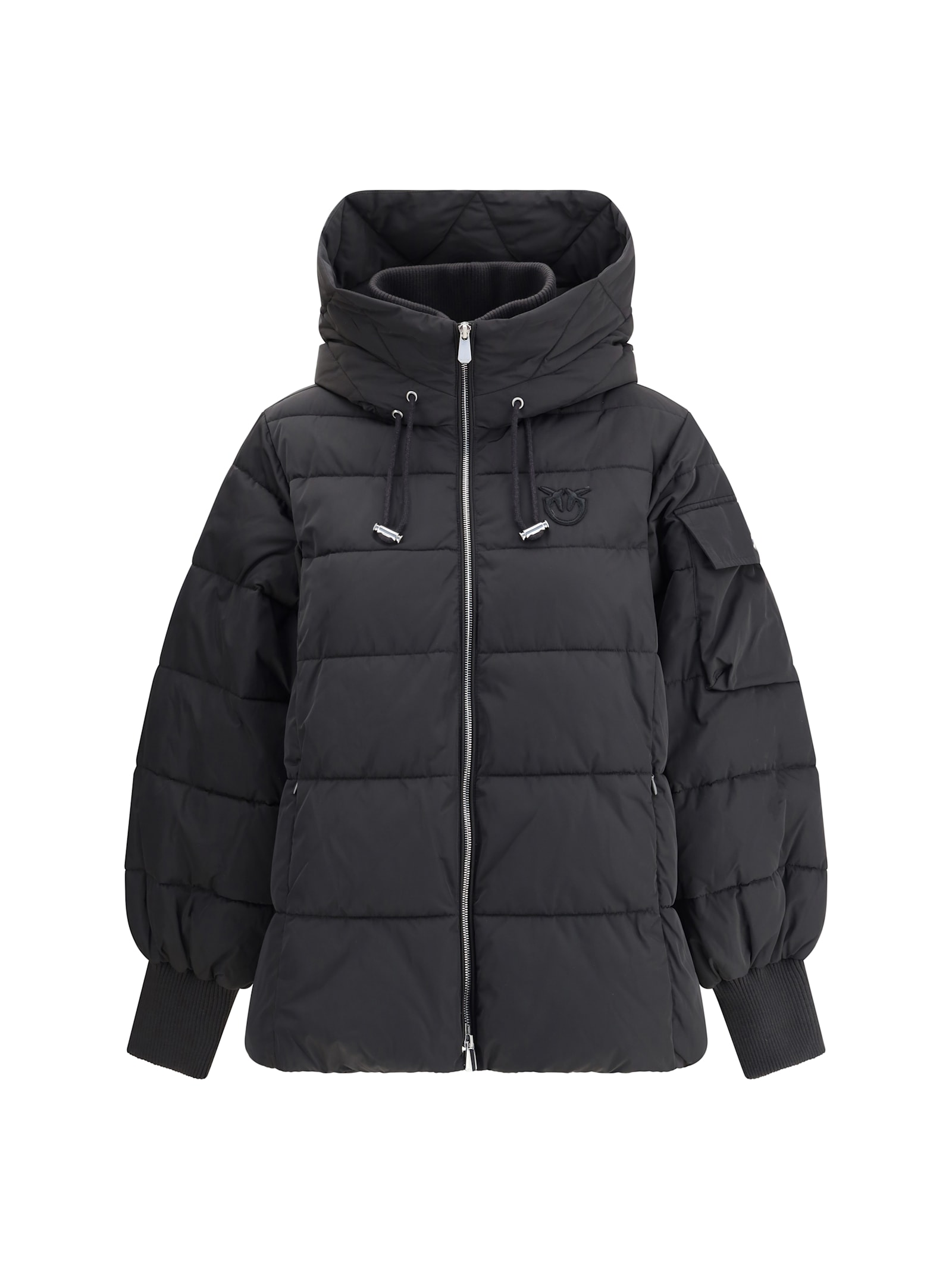 Pinko Technical Canvas Jacket With Hood In Black