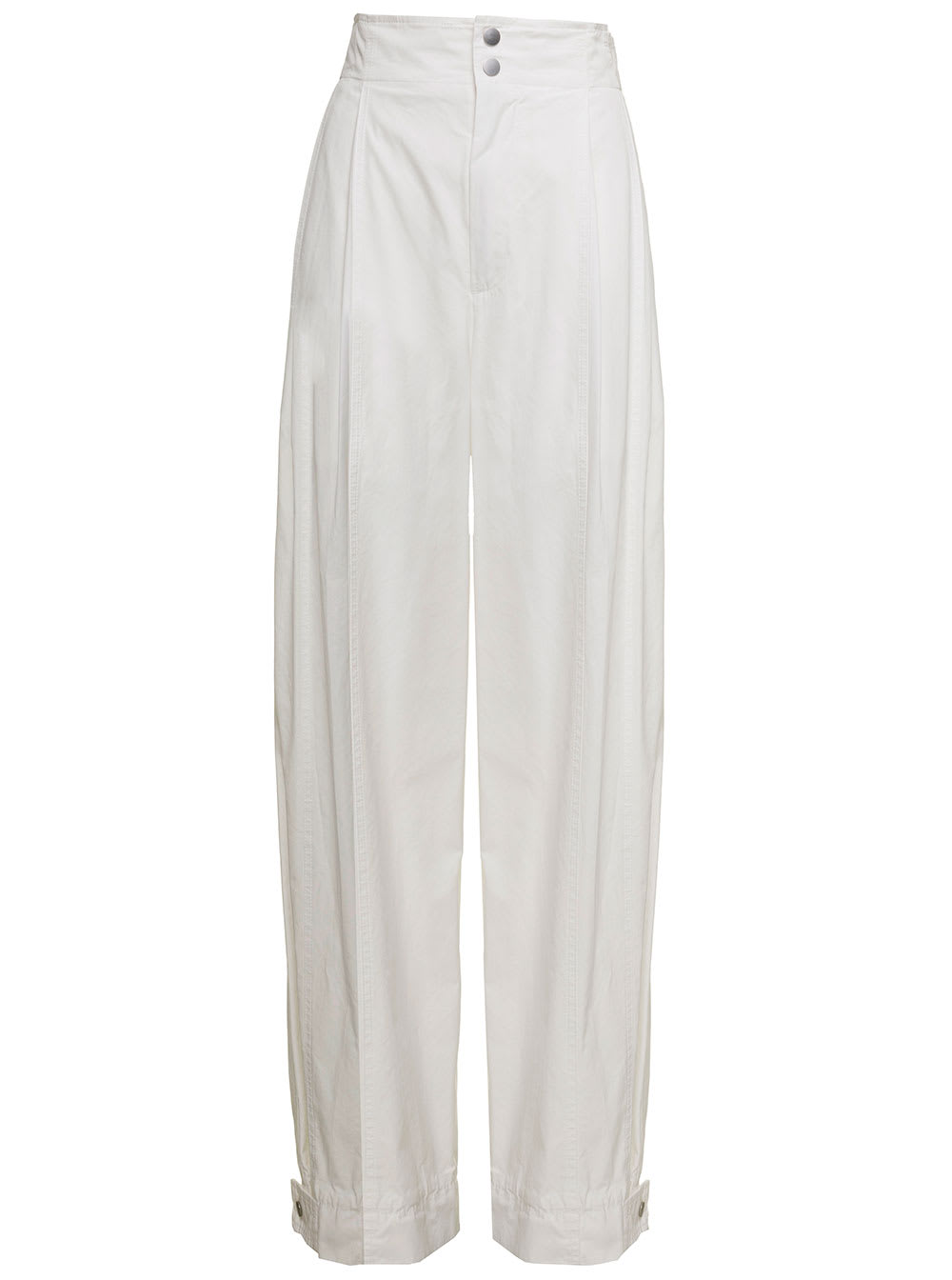 Bottega Veneta Womans White Wide Leg Compact Cotton Pants