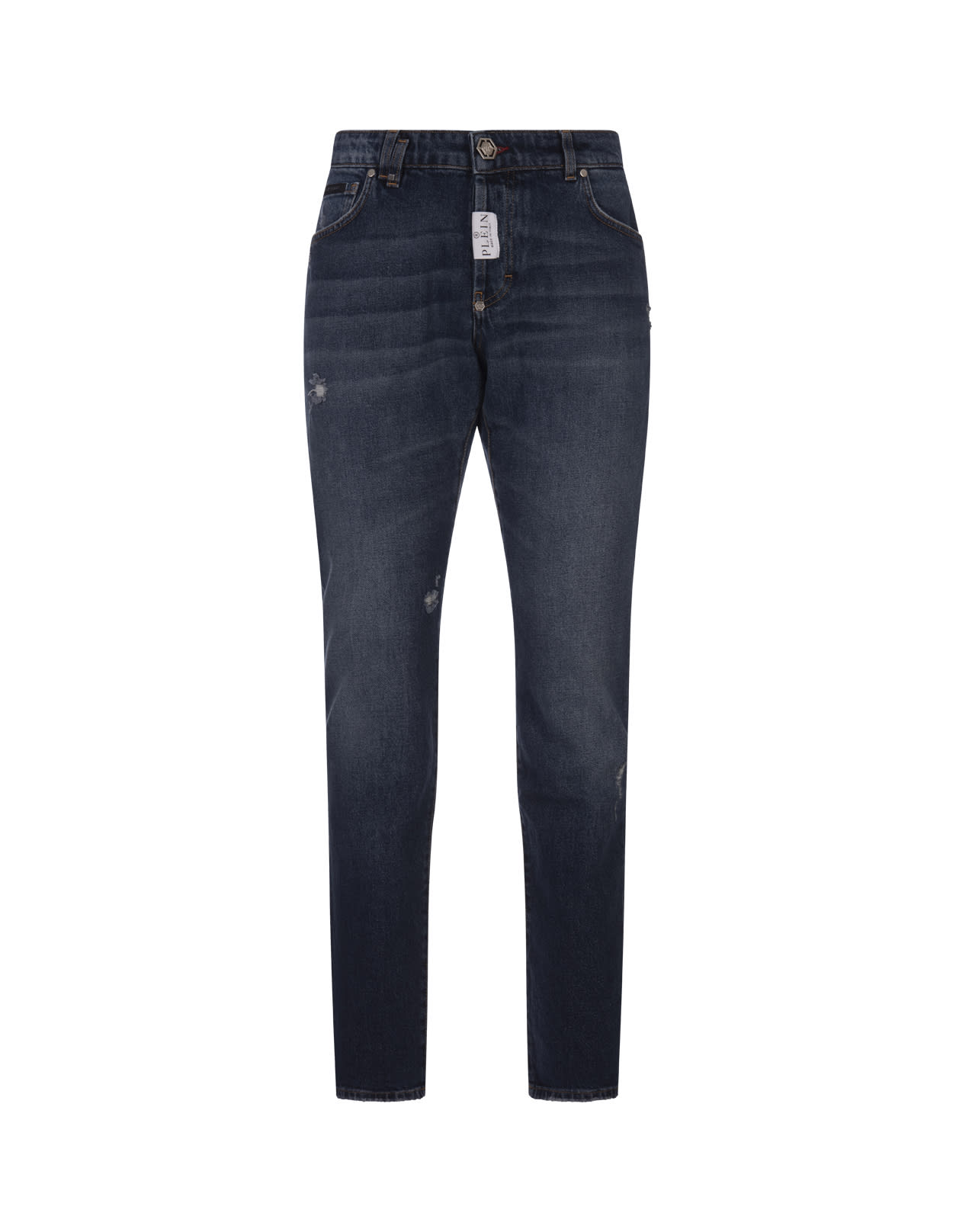 Shop Philipp Plein Blue Super Straight Cut Jeans