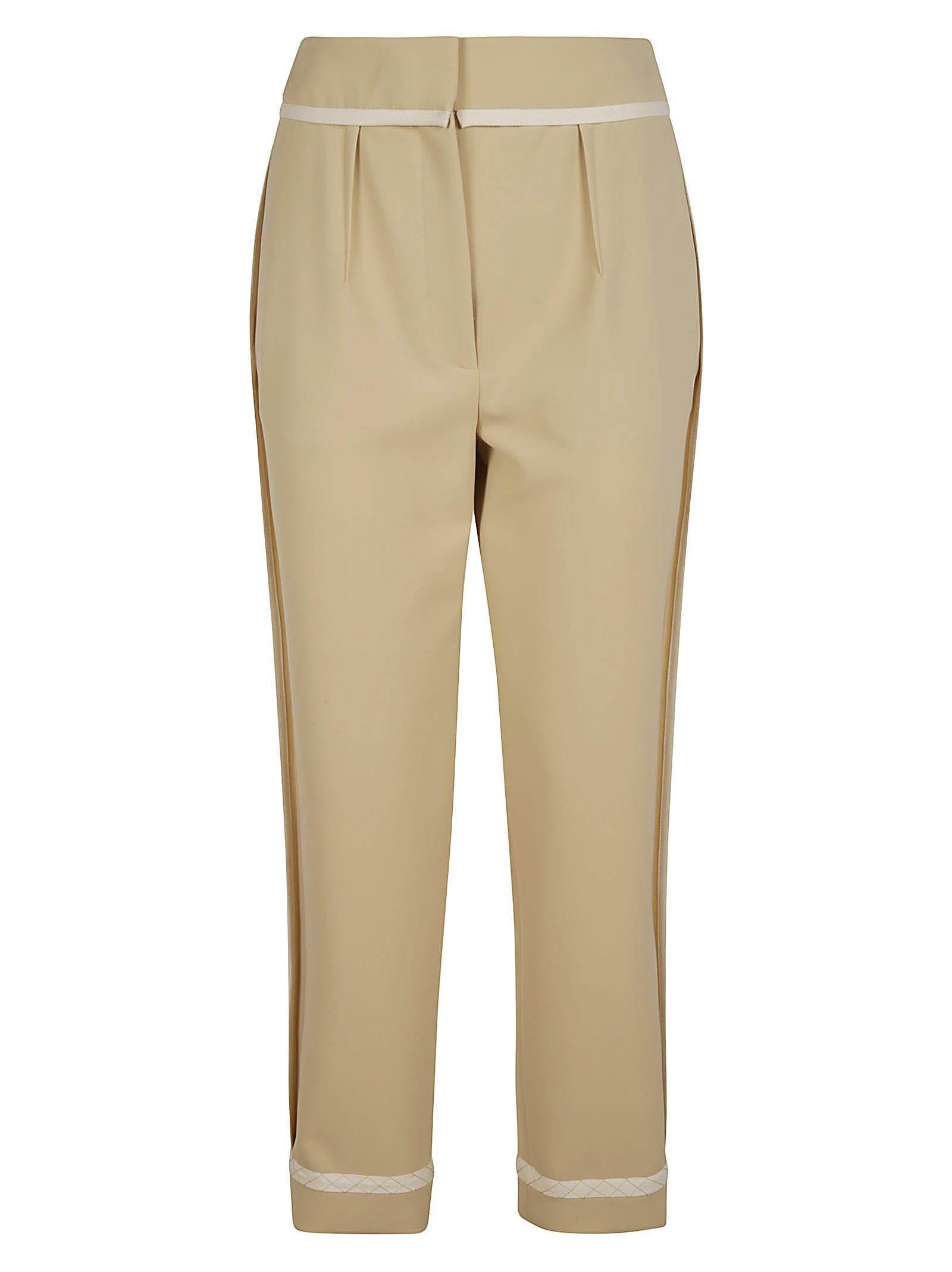 Moschino Stripe Sided Cropped Trousers In Beige