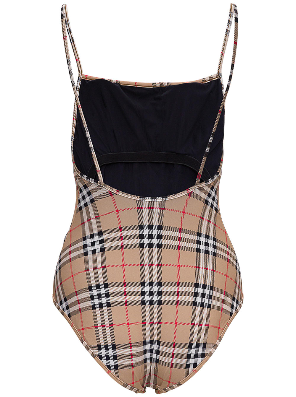 Shop Burberry Vintage Check Swimsuit In Beige