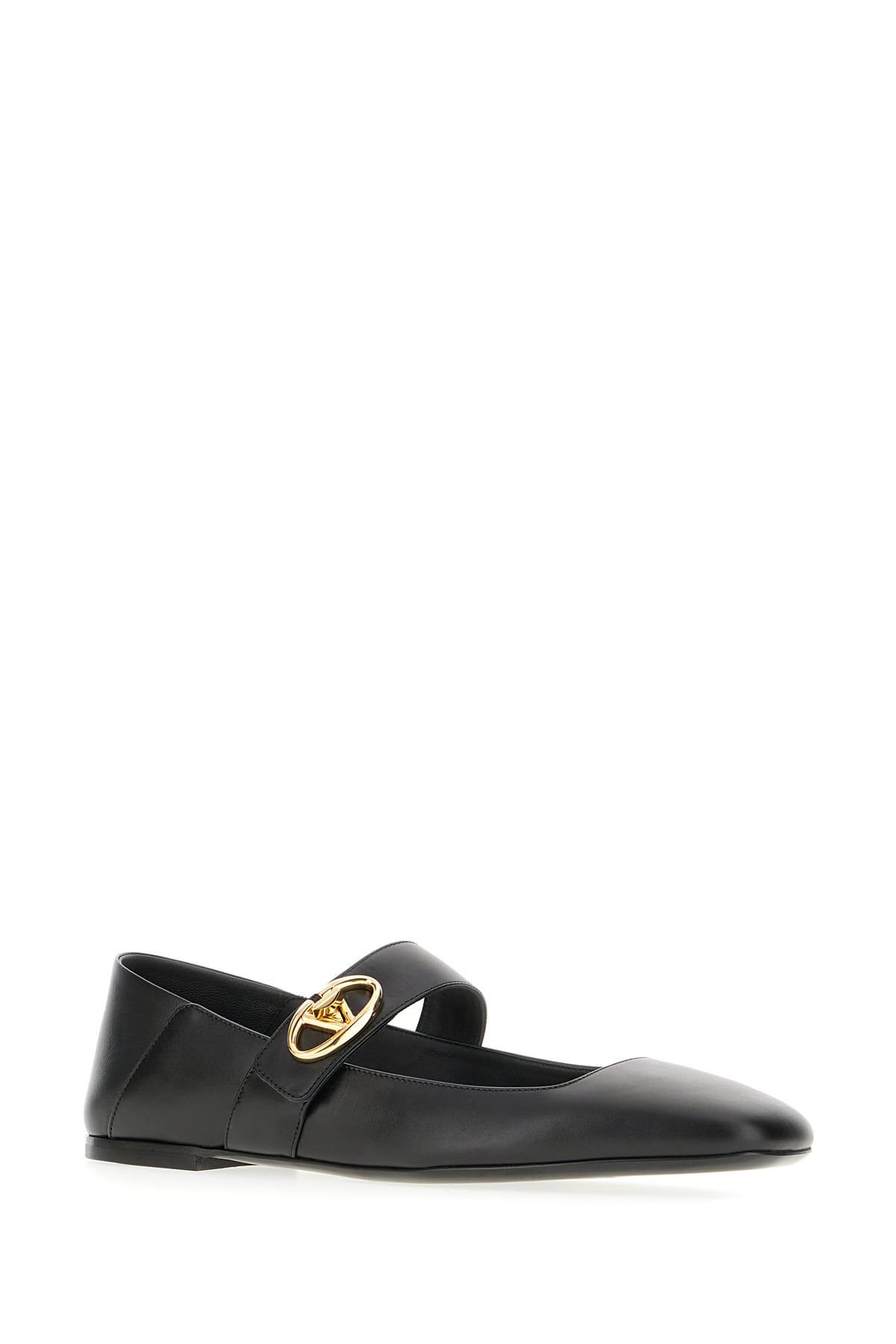 Shop Valentino Black Leather Ballerinas In Nero