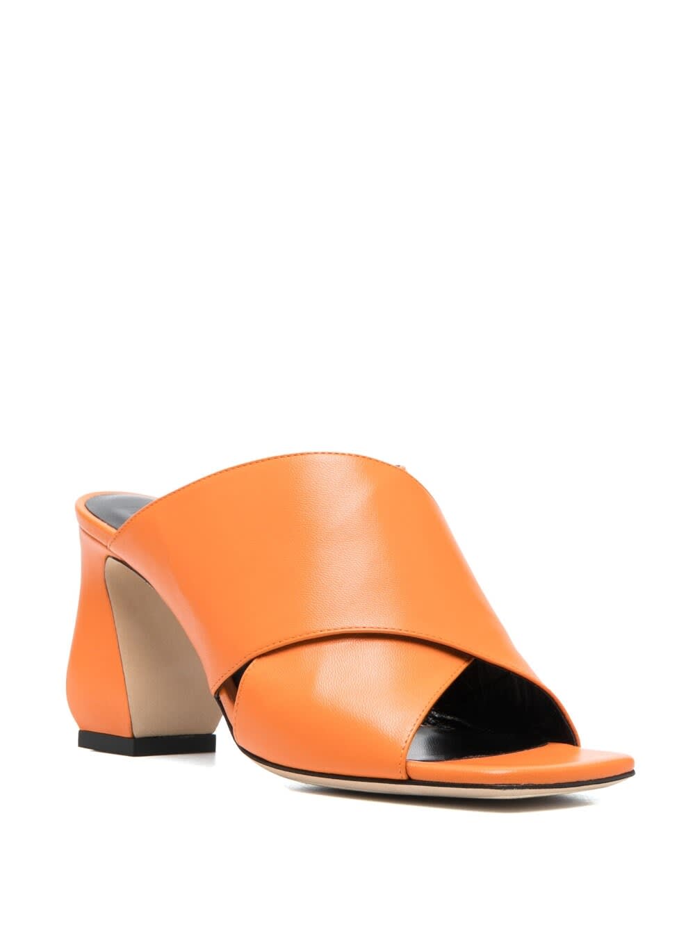Si Rossi Leather Mules In Orange