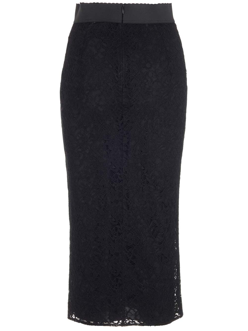 Shop Dolce & Gabbana Black Lace Midi Skirt