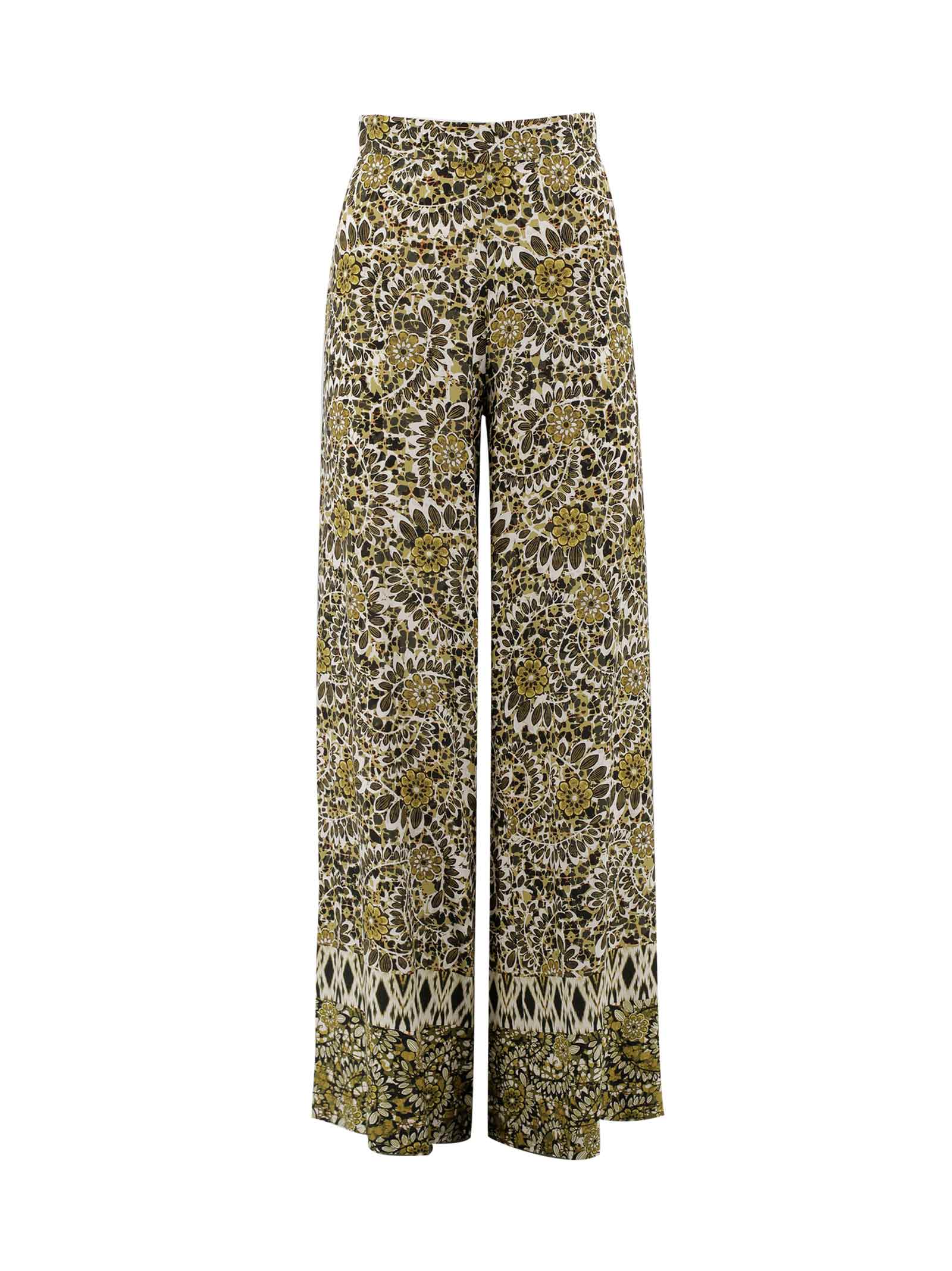 D-exterior Floral Print Trousers In Agave