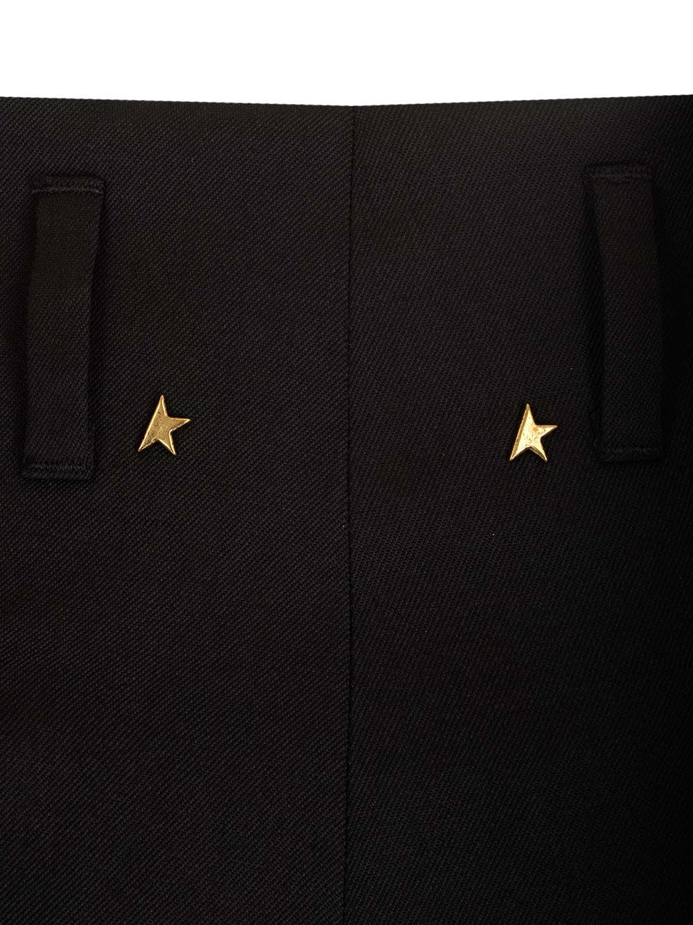 Golden Goose Wool Gabardine Wide Leg Trousers In Black