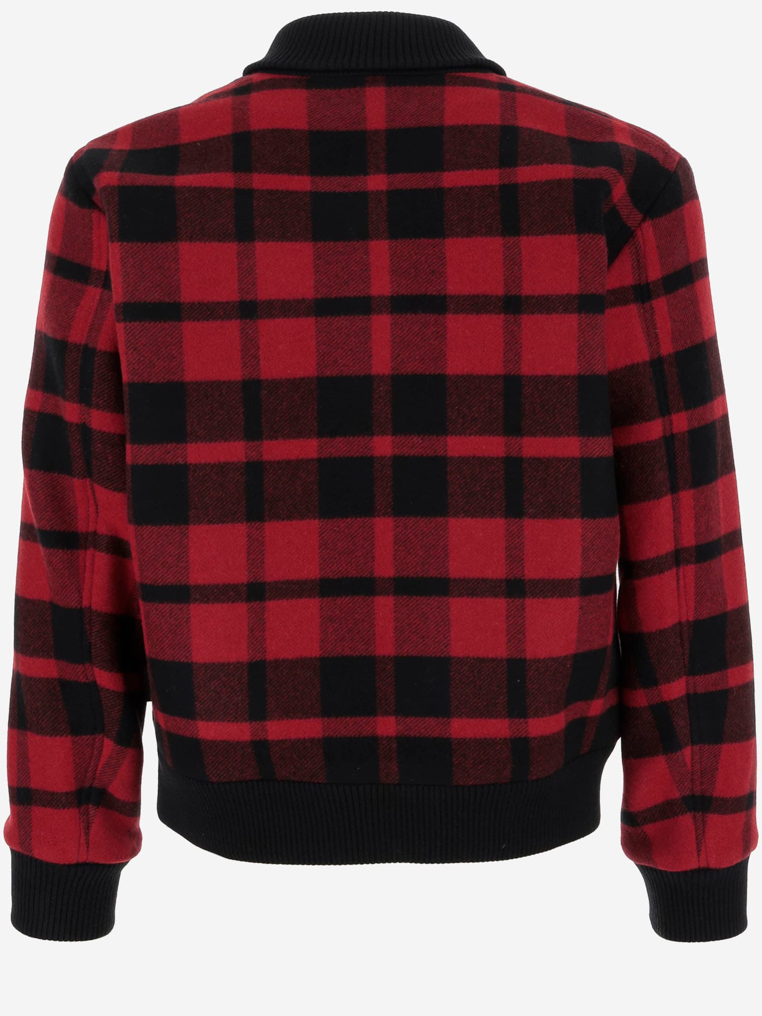 Shop Woolrich Wool Blend Bomber Jacket With Check Pattern By Todd Snyder In Red