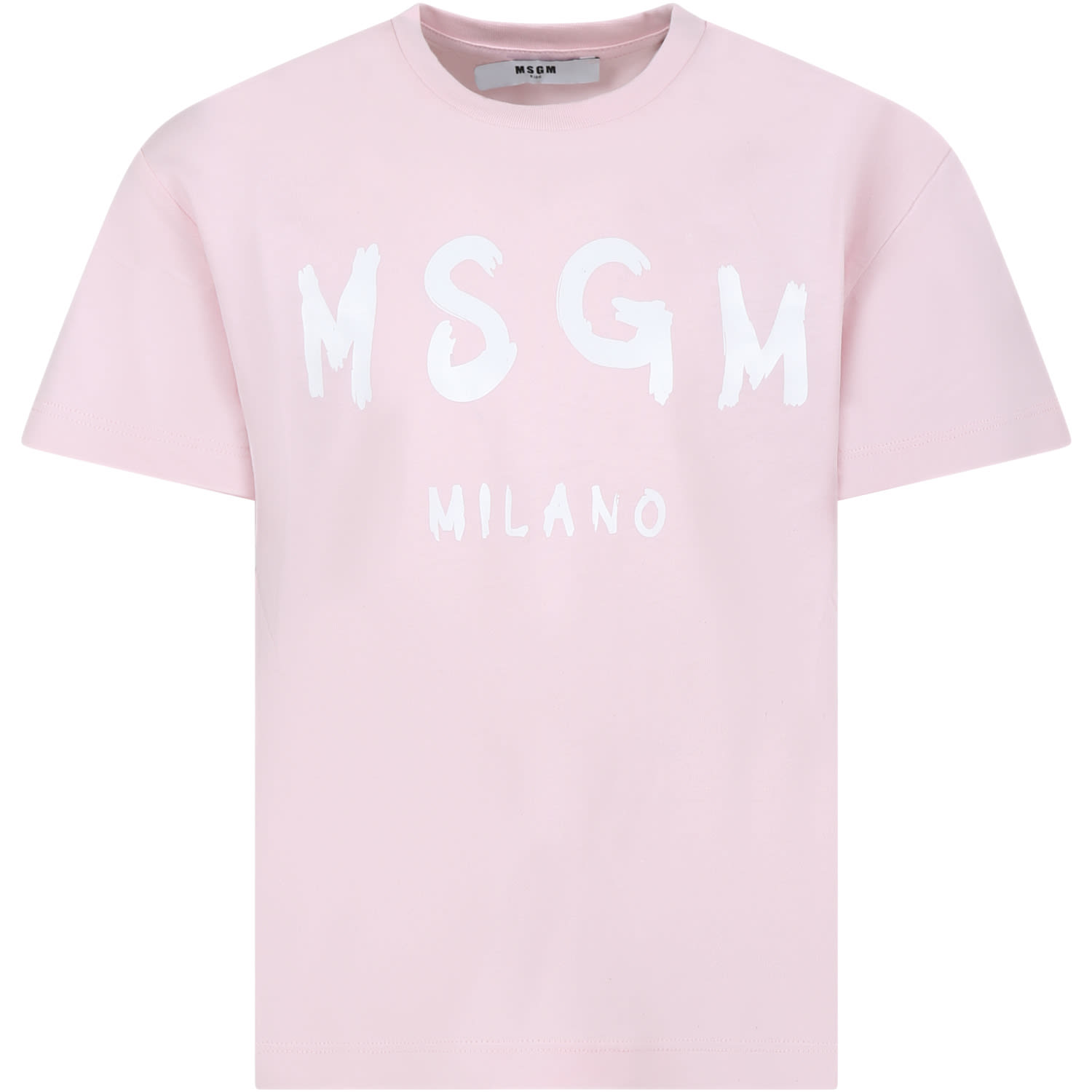 Msgm Kids' Pink T-shirt For Girl With Logo In Light Pink