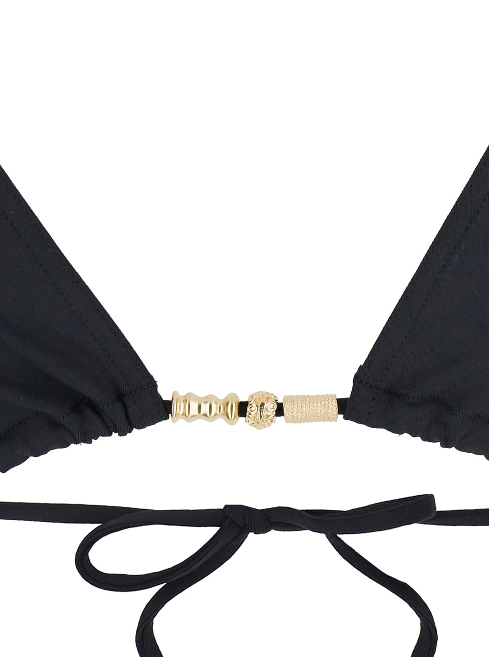 Eres Ephemere Black Bikini Top With Beaded Embellishmentsand Triangular Cup In Tech Fabric Stretch Woman In Black
