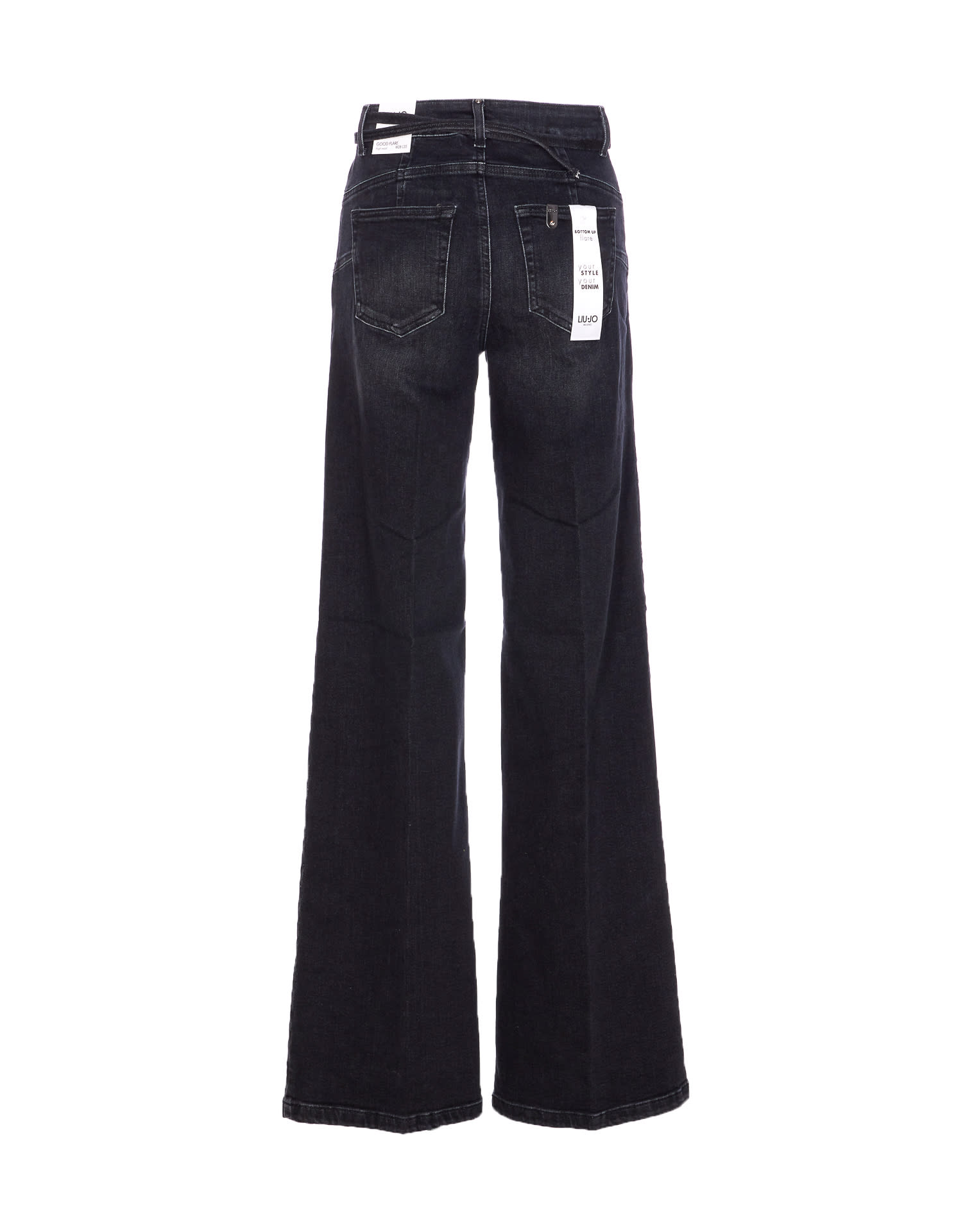 Liu •jo High Waist Straight Fit Trousers With Flare In Black