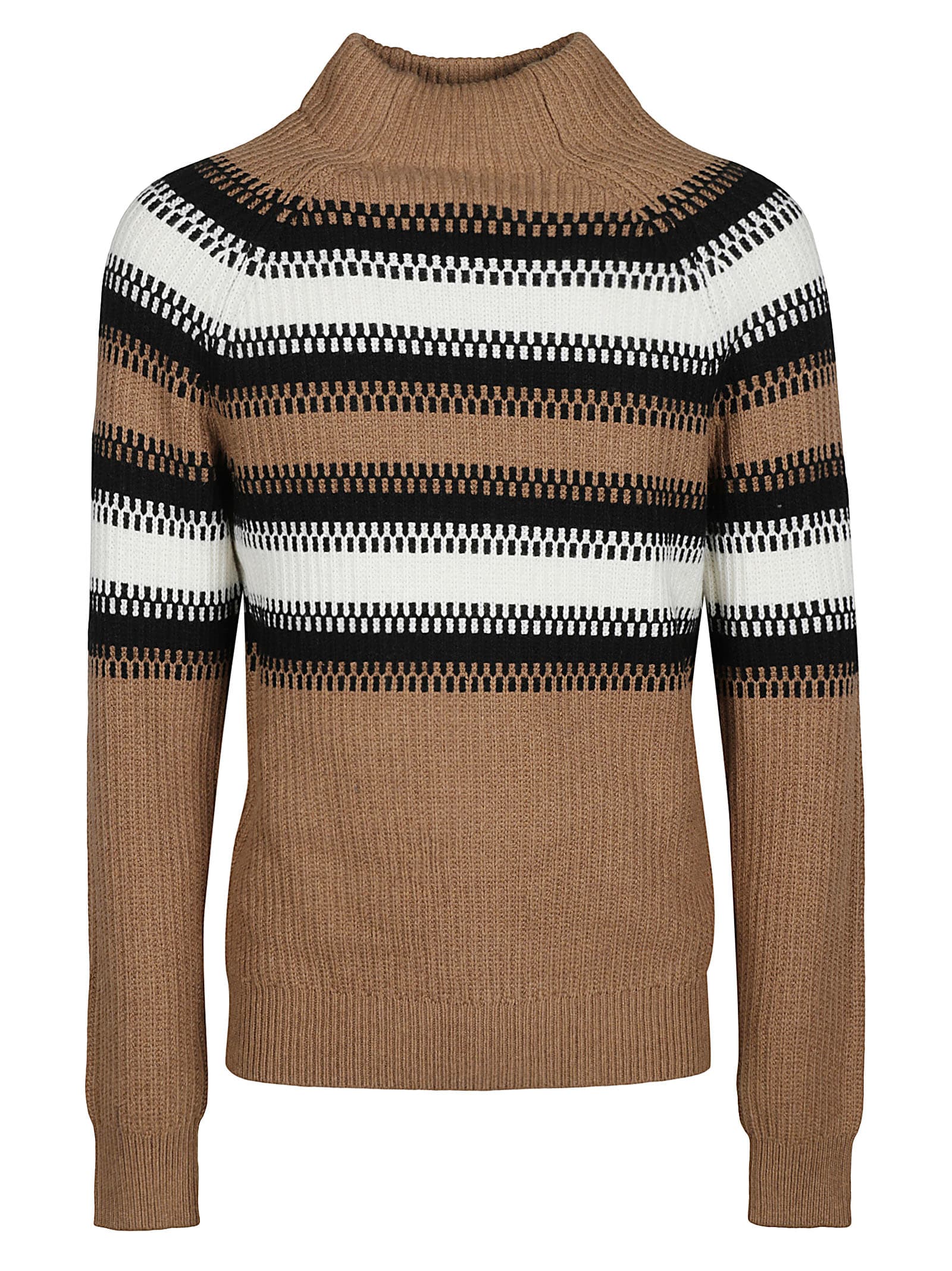 Michael Kors Sweater Blurred Stripe Mock Neck