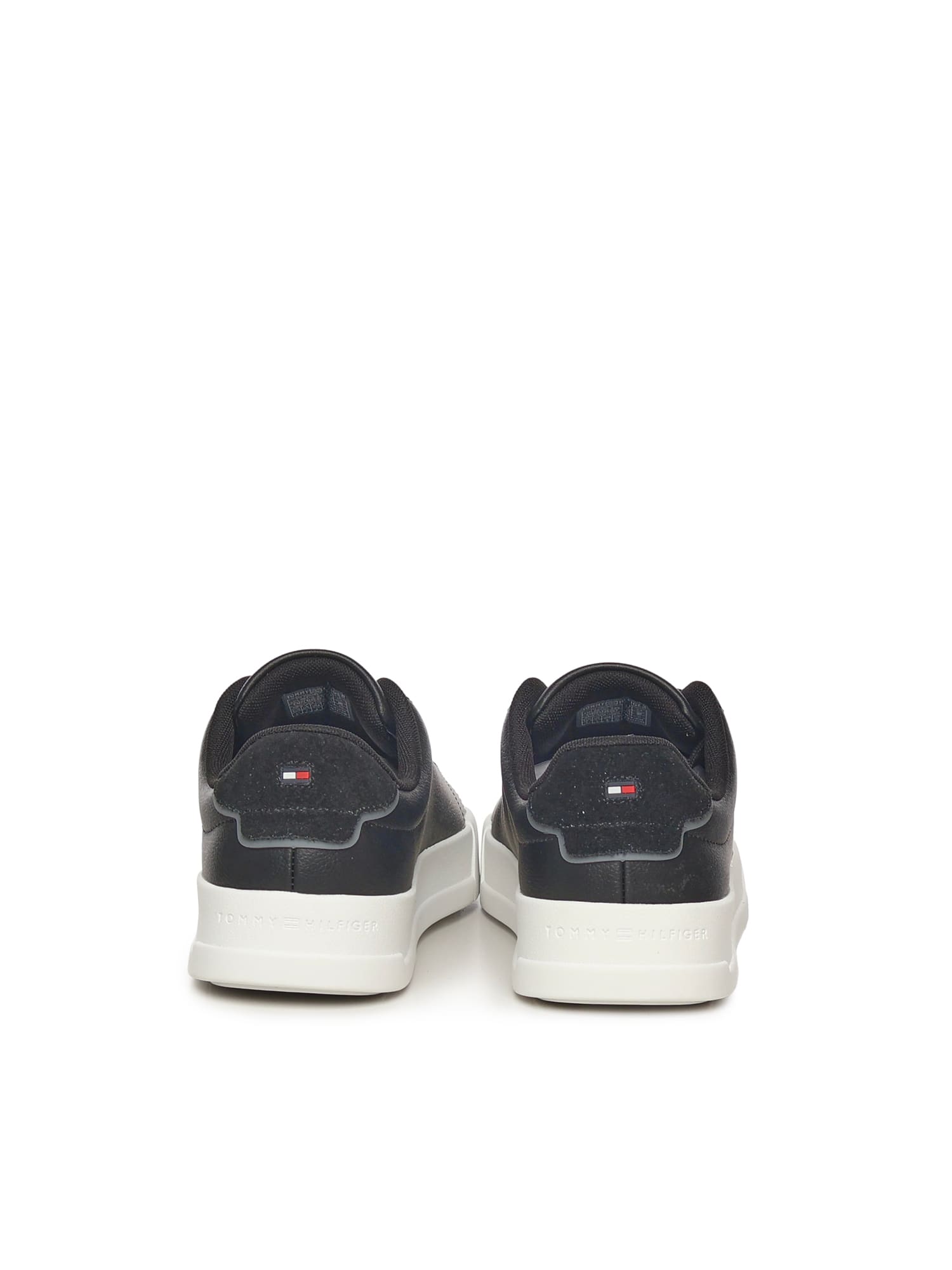 Tommy Hilfiger Leather Sneakers In Black
