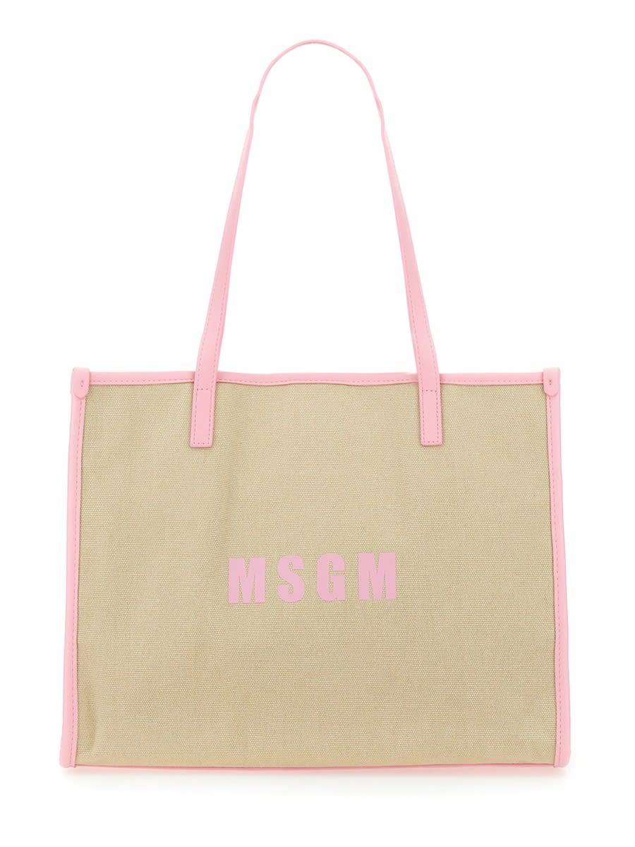 Shop Msgm Tote Bag With Logo In Pink