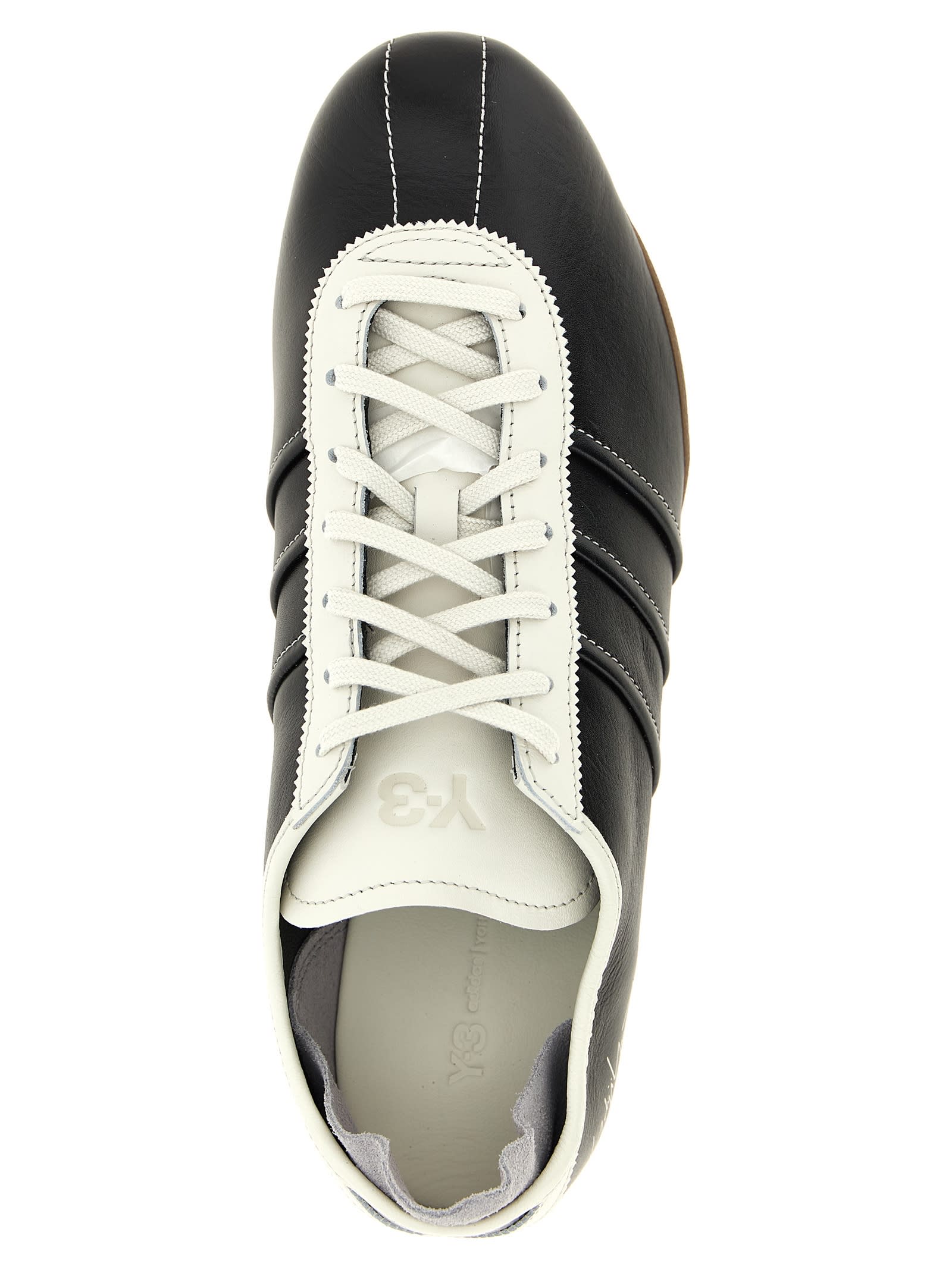 Y-3 Debossed Leather Tokyo Sneakers With Lace-up Closure In Black