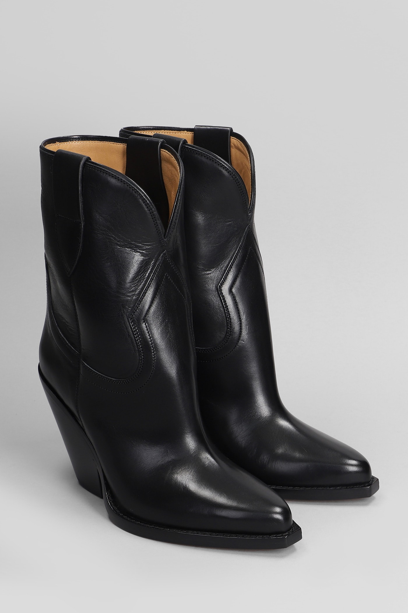 Shop Isabel Marant Leyane Texan Ankle Boots In Black Leather