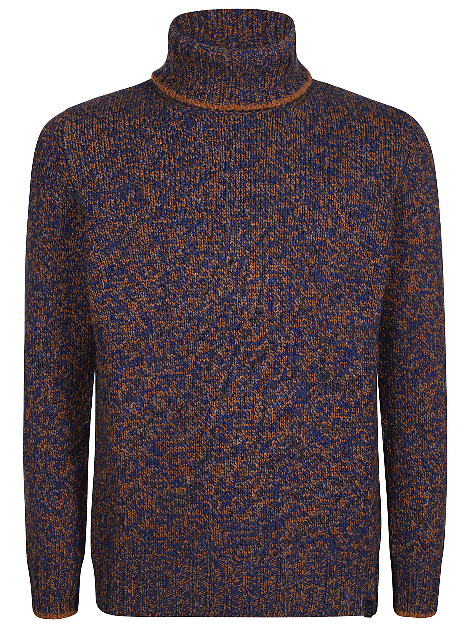 Shop Fay Mouline` Turtle Neck In H Blu Royal/mattone Chiaro