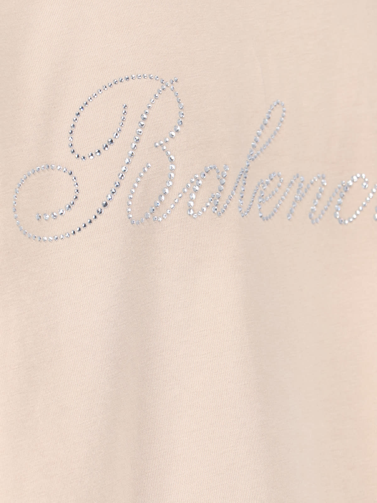 Shop Balenciaga Rhinestone Logo T-shirt In Beige
