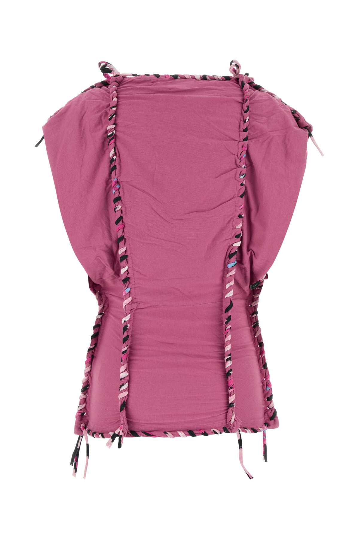 Isabel Marant Ruched Sleeveless Textured Tie Top In Pink