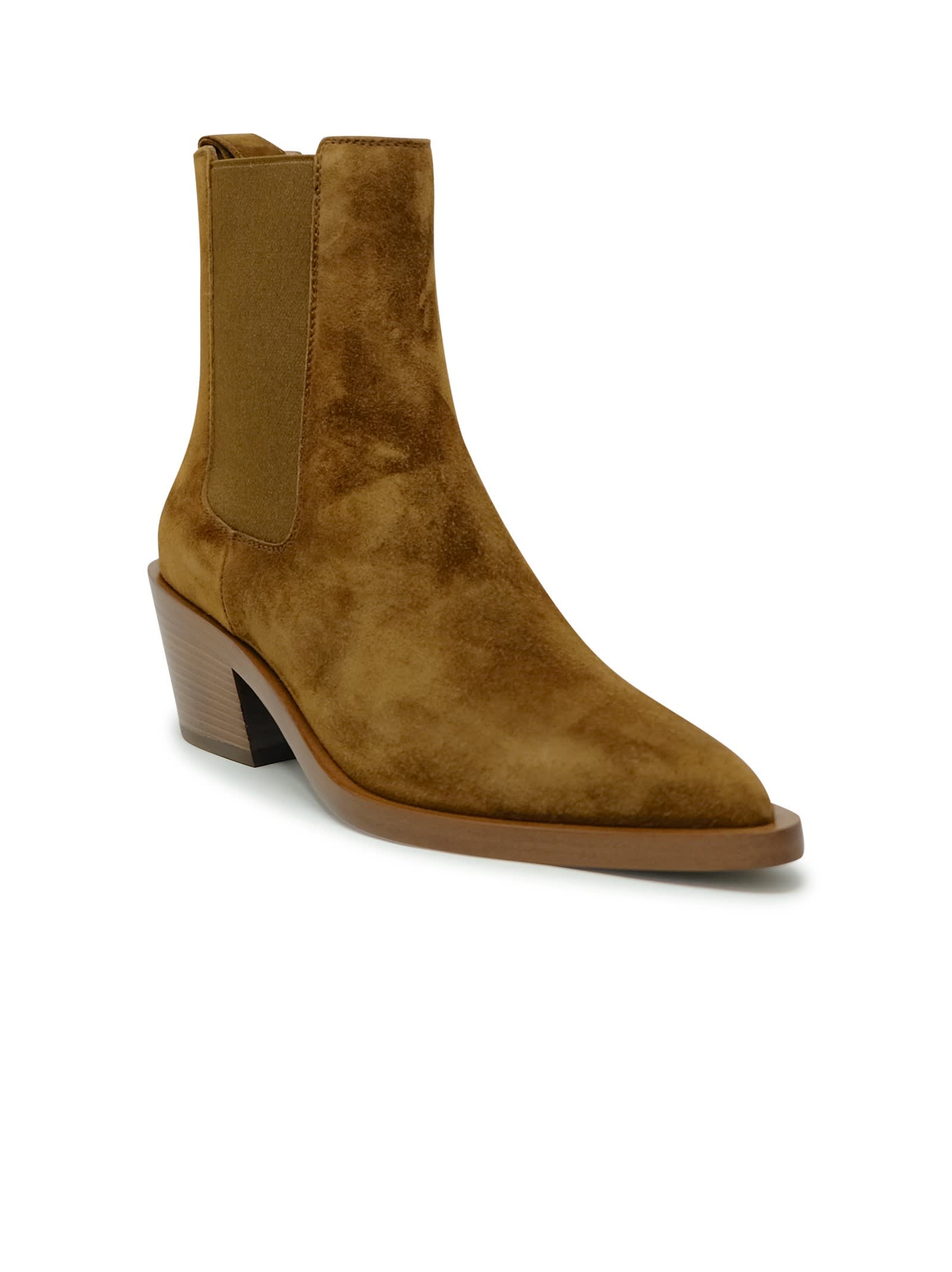 Shop Gianvito Rossi G72901.45cuo.castexa Camel Suede Leather Boots