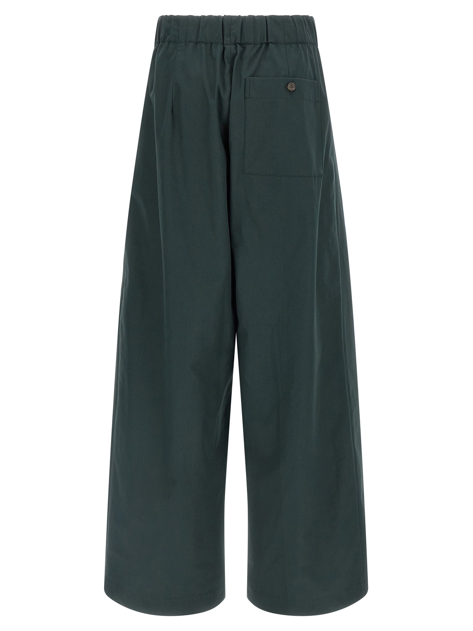 Dries Van Noten Comfortable Trousers With Elastic Waistband And Back Pocket In Green