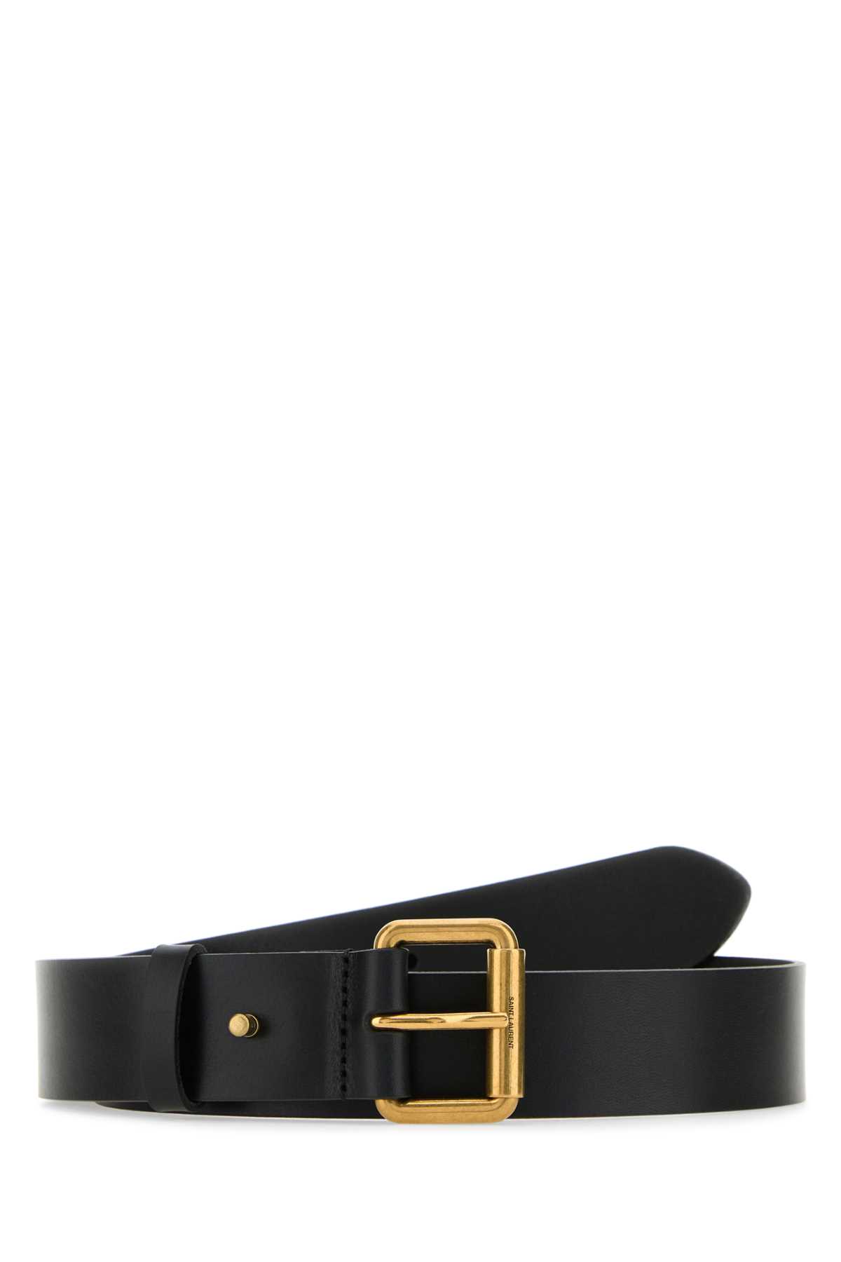 SAINT LAURENT BLACK LEATHER MOTORCYCLE BELT