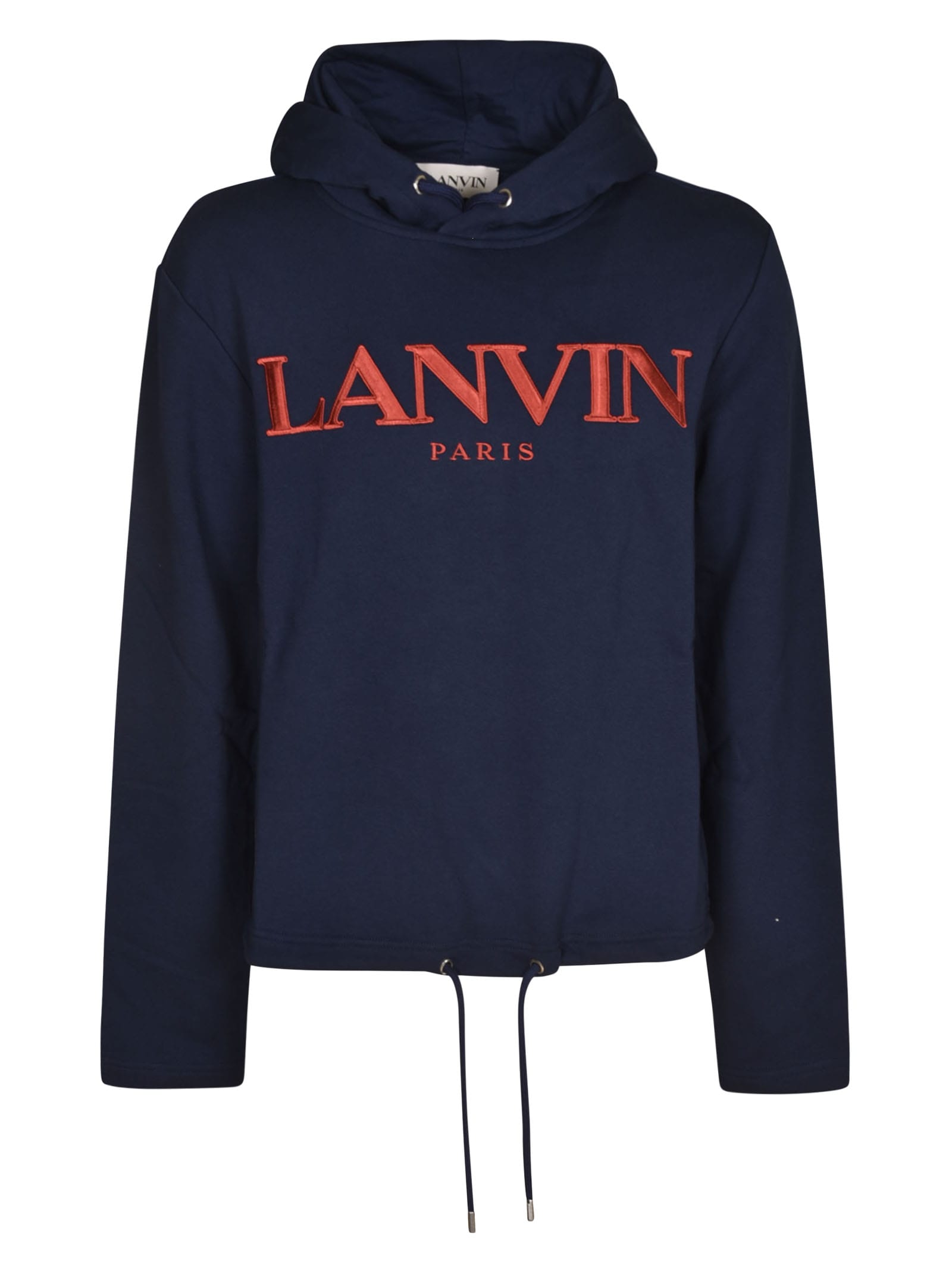 Lanvin logo embroidered drawstring hem hooded sweatshirt