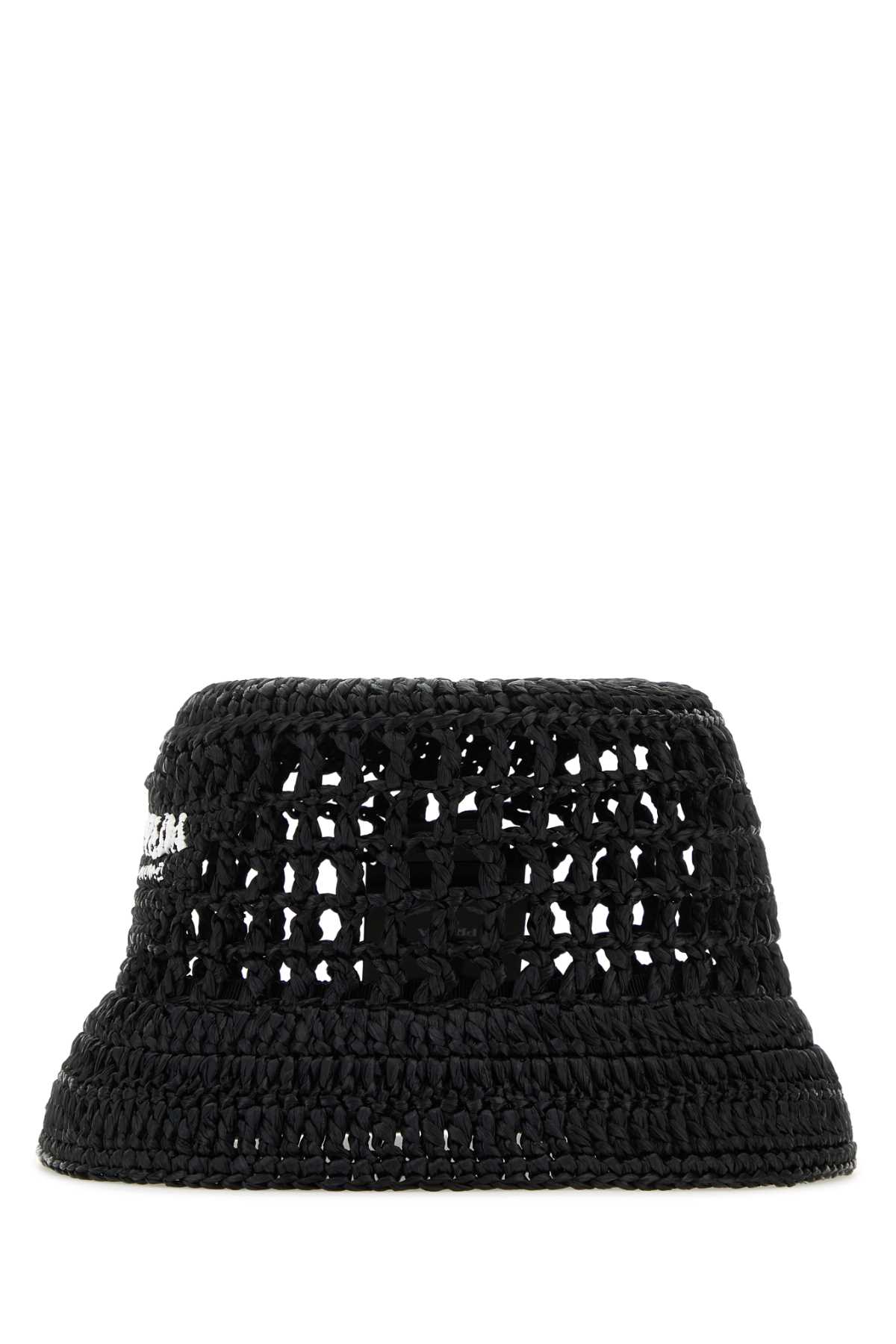 Shop Prada Black Raffia Bucket Hat In Nero