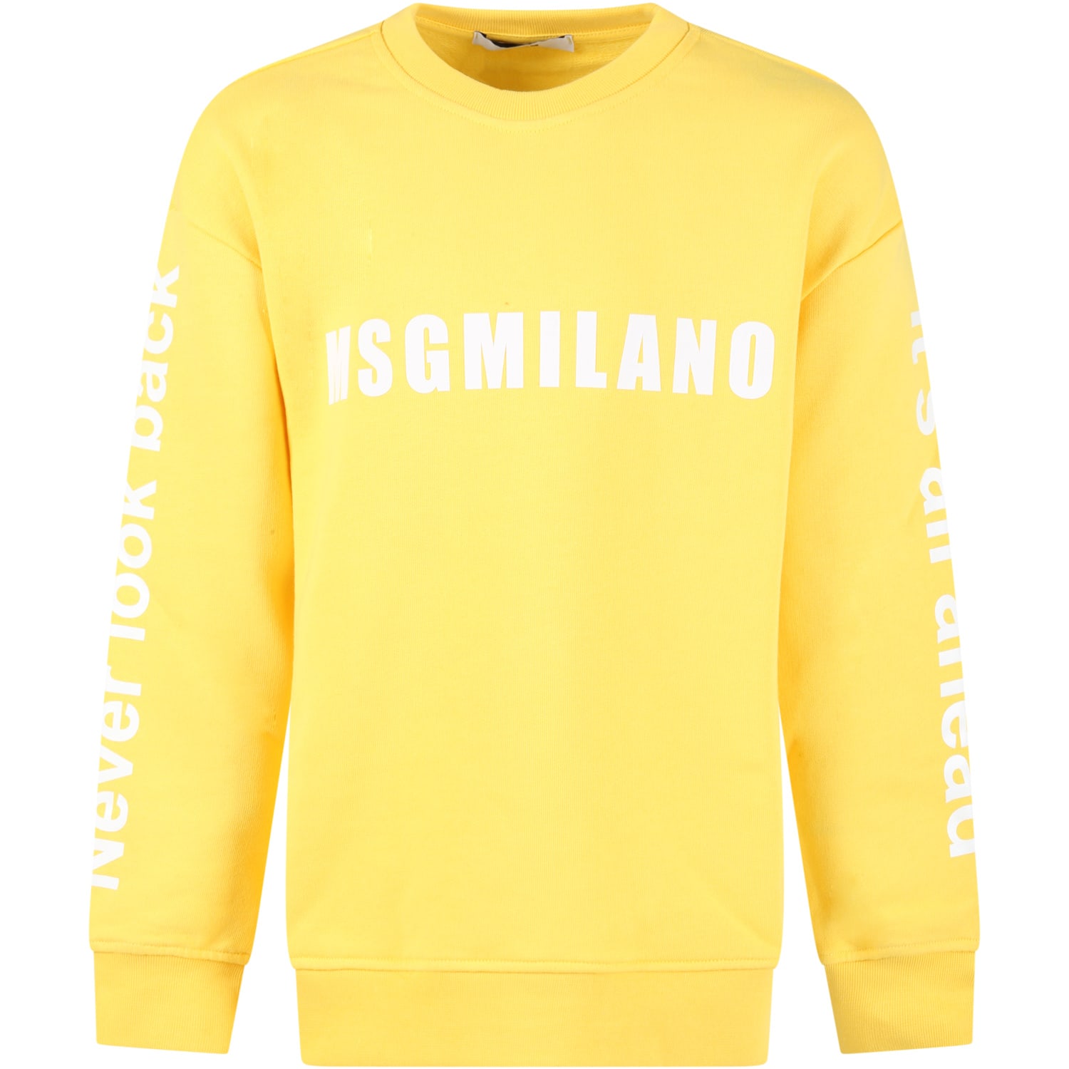 MSGM Yellow Sweatshirt For Kids With White Logo