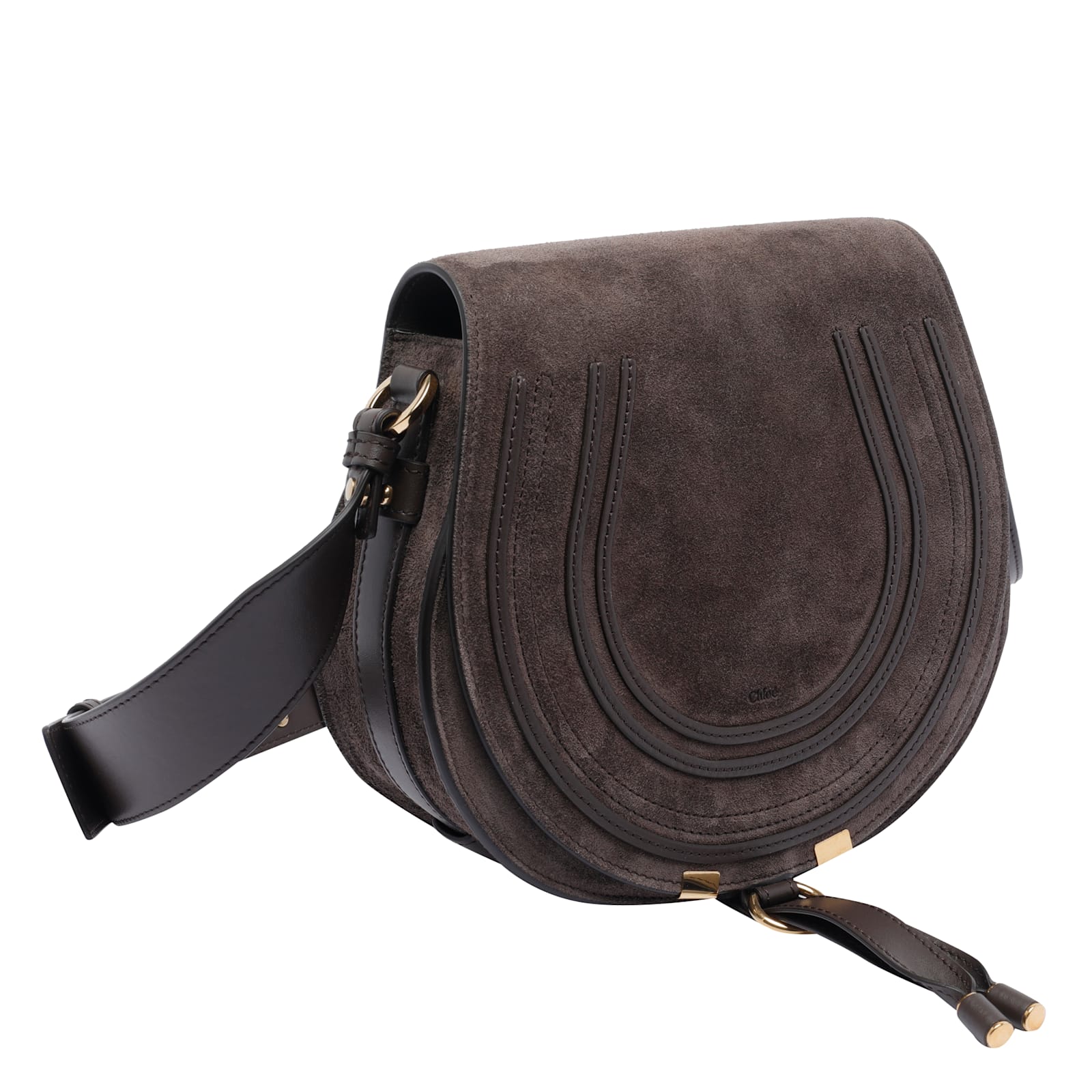 Chloé Saddle Shape Shoulder Bag With Suede Finish In Brown