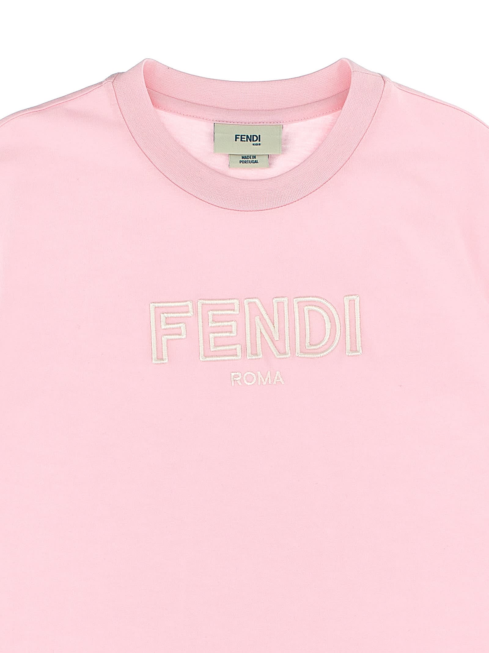 Shop Fendi Logo Embroidery T-shirt In Rosa