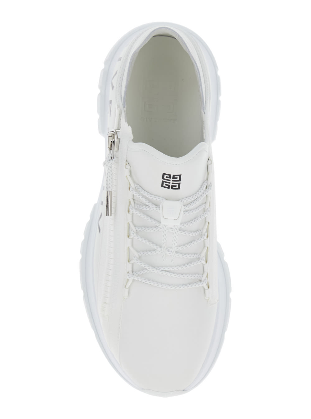 Shop Givenchy Spectre White Low Top Sneakers With Zip And Logo In Leather Man