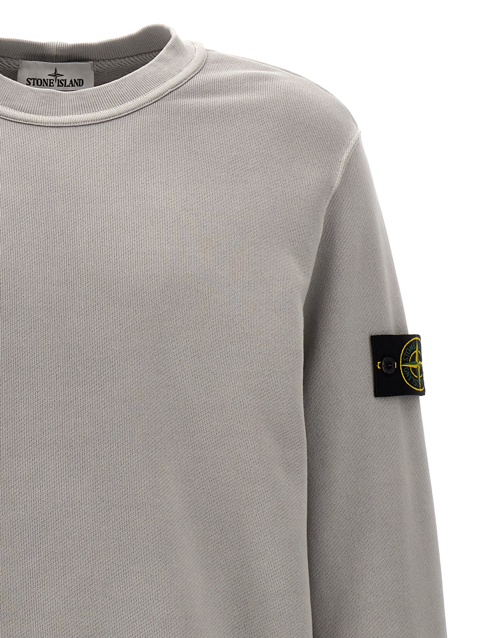 Shop Stone Island Logo Badge Sweatshirt In Grigio