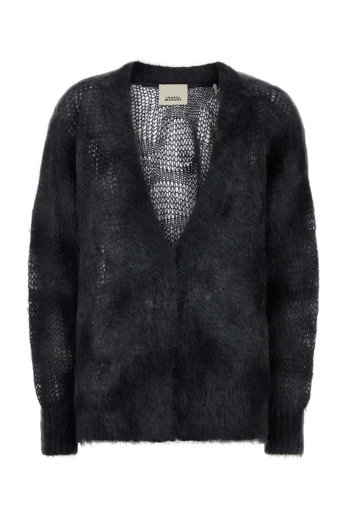 Isabel Marant Charcoal Mohair Blend Mylene Cardigan In Gray