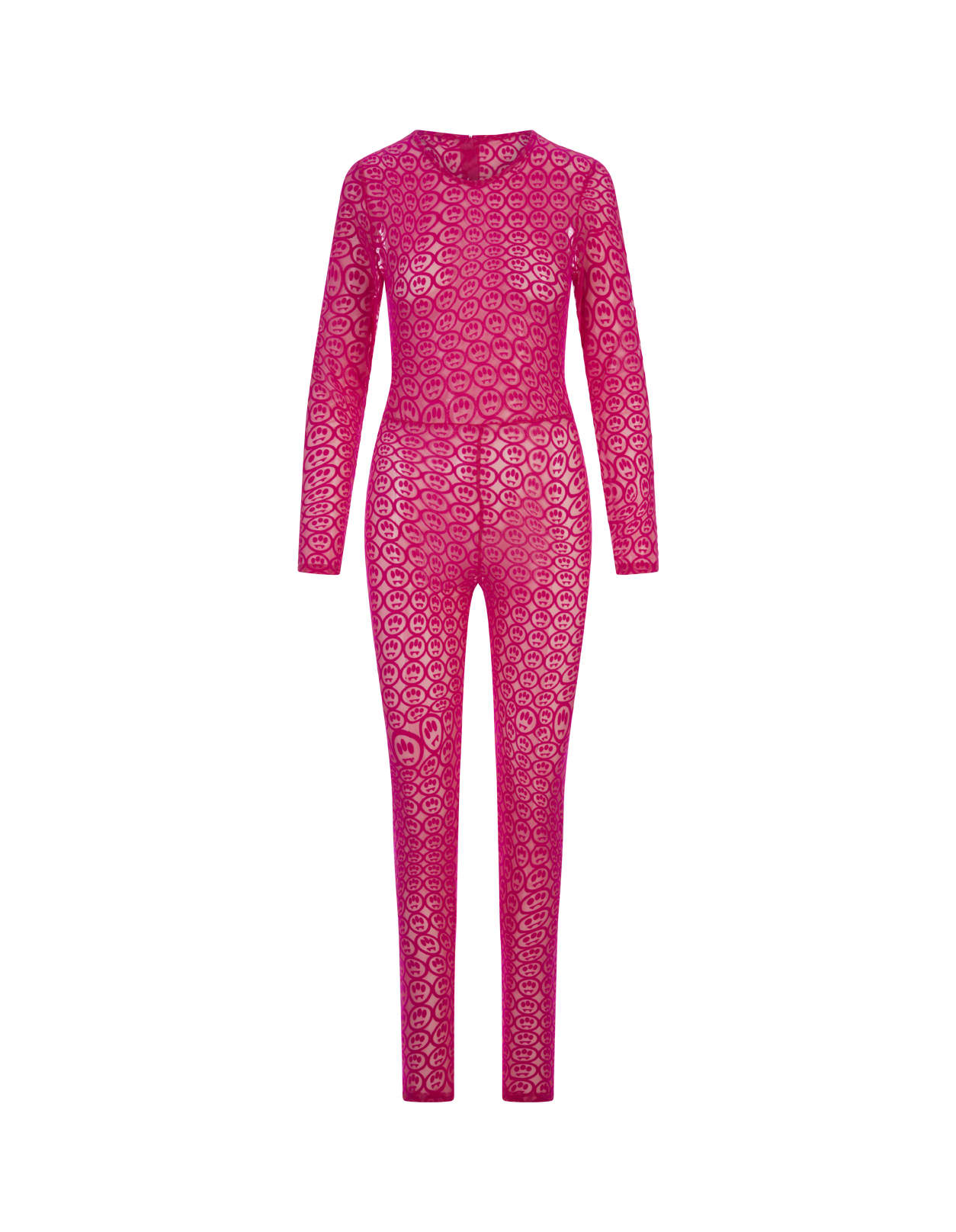 Barrow Fuchsia Jumpsuit With All-over Logo Motif