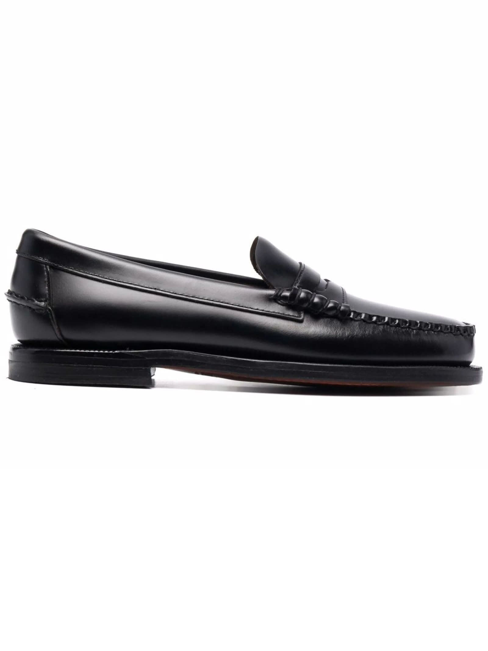 Shop Sebago Black Leather Loafers