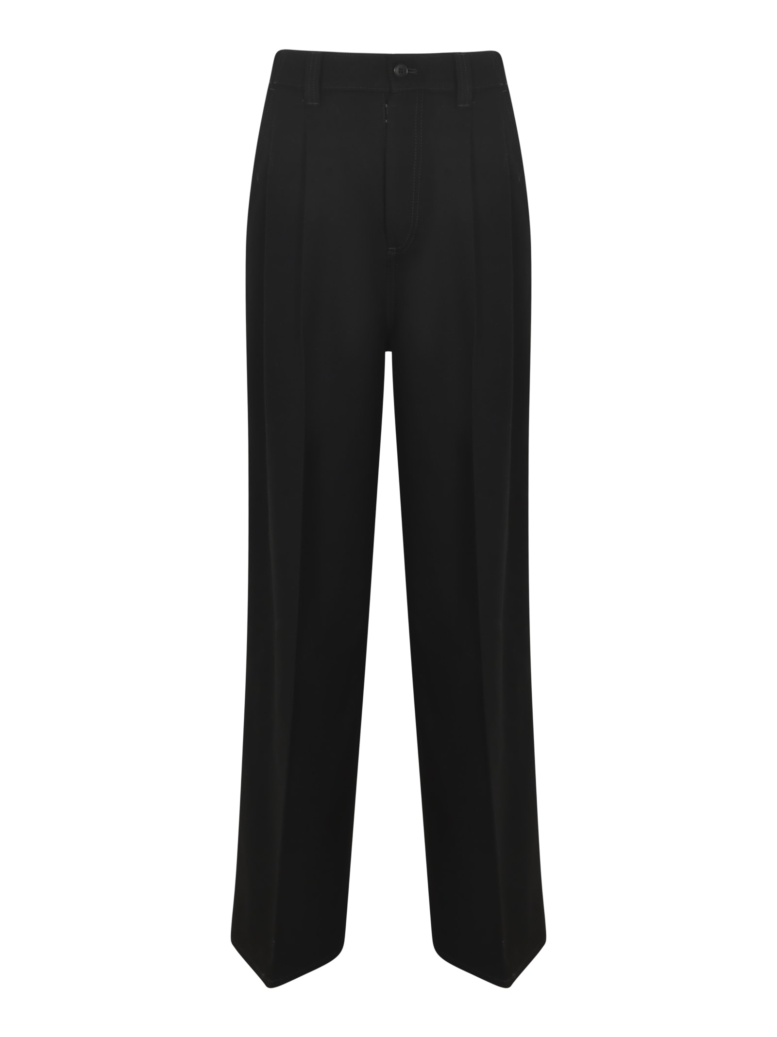 High-waist Straight Leg Plain Trousers