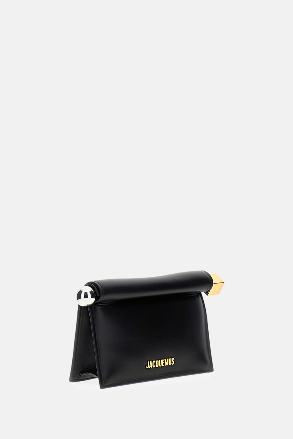 Jacquemus La Pochette Rond Carre Leather Clutch In Black