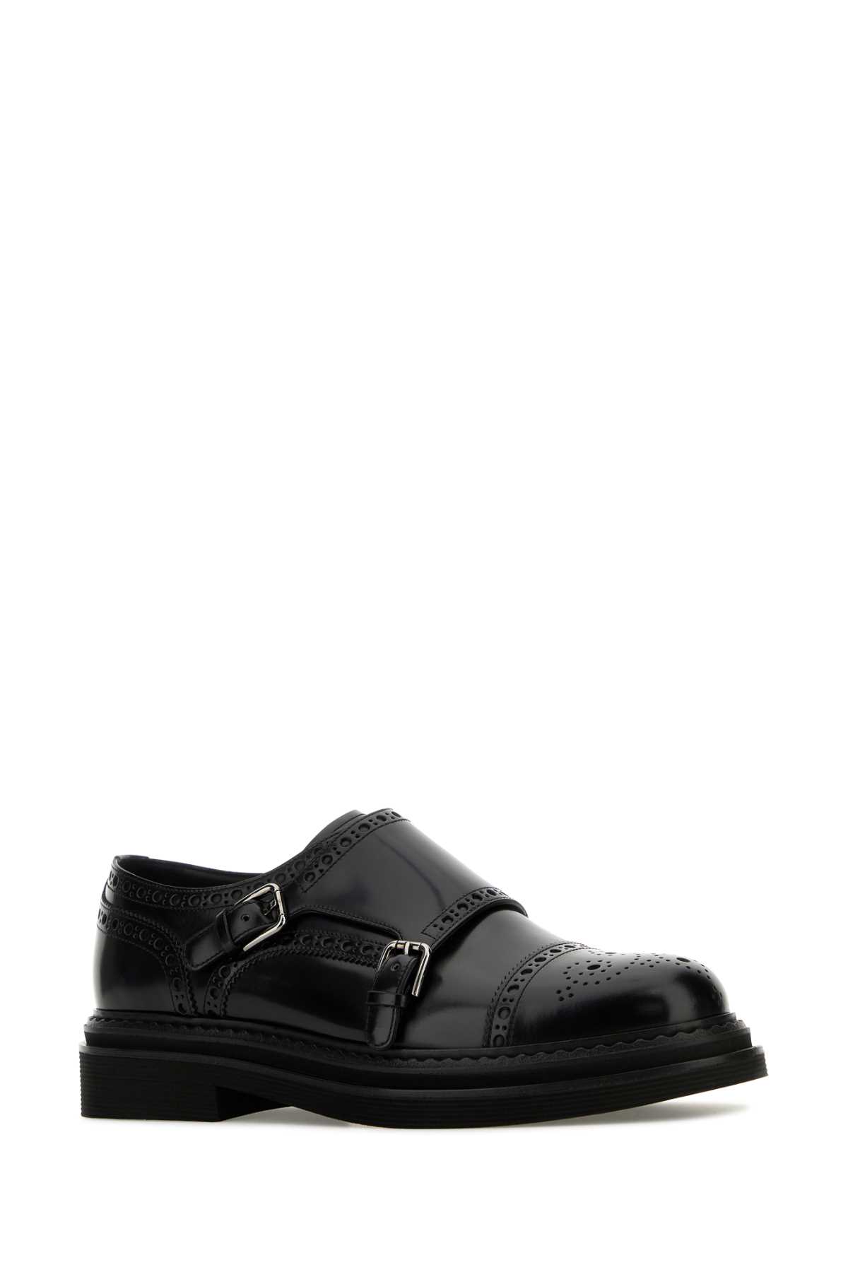 Shop Dolce & Gabbana Black Leather Monk Strap Shoes In Nero