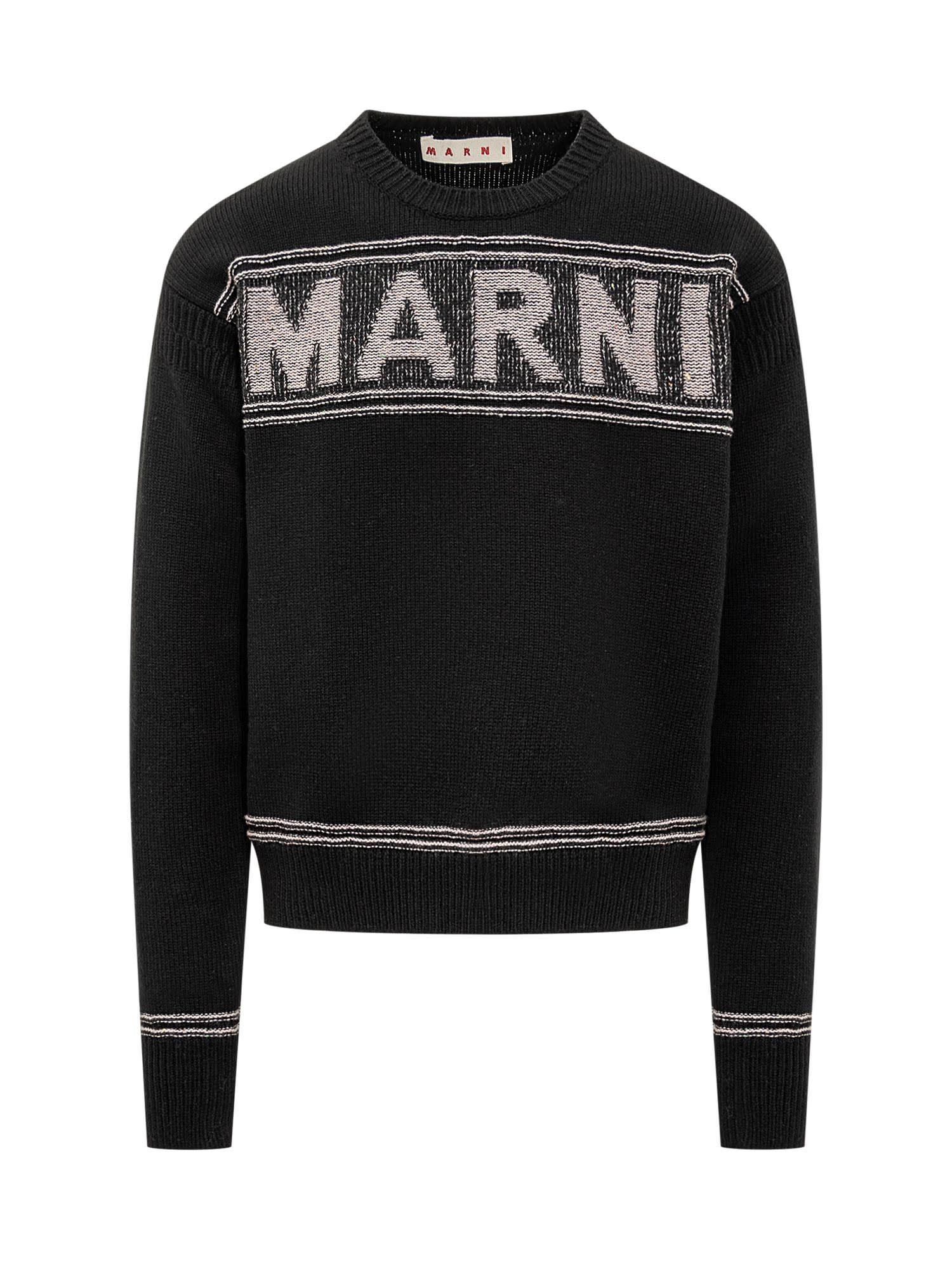 Shop Marni Jacquard Sweater In Black