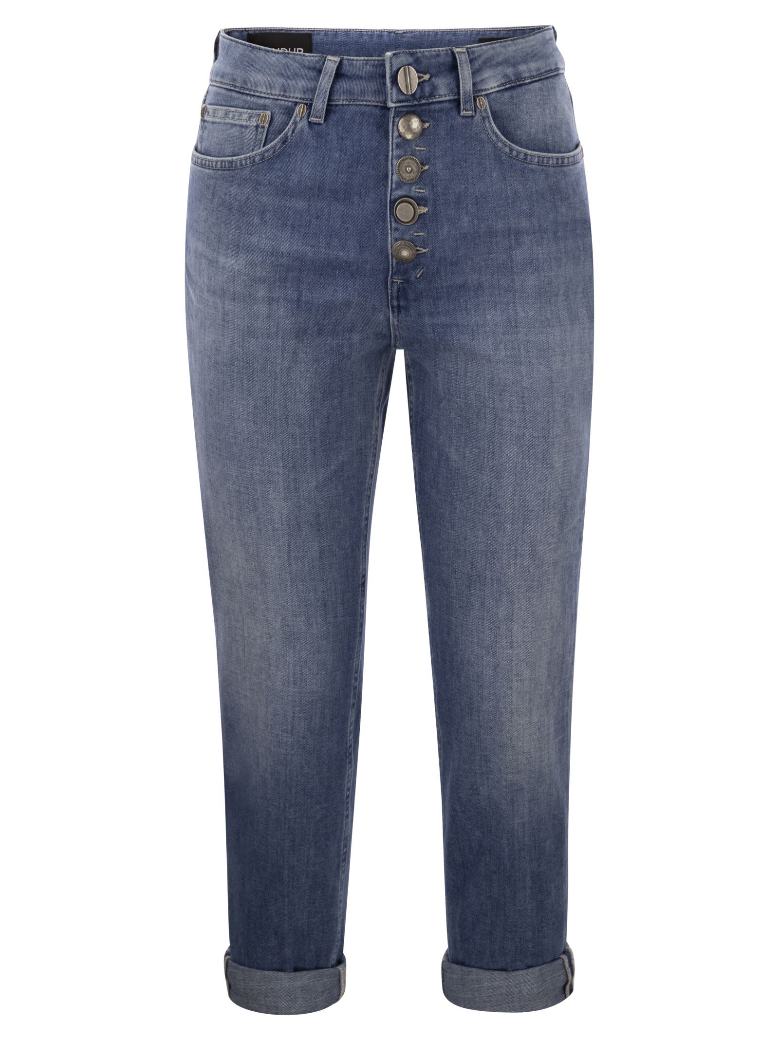 Shop Dondup Koons - Loose Jeans With Jewelled Buttons In Medium Denim