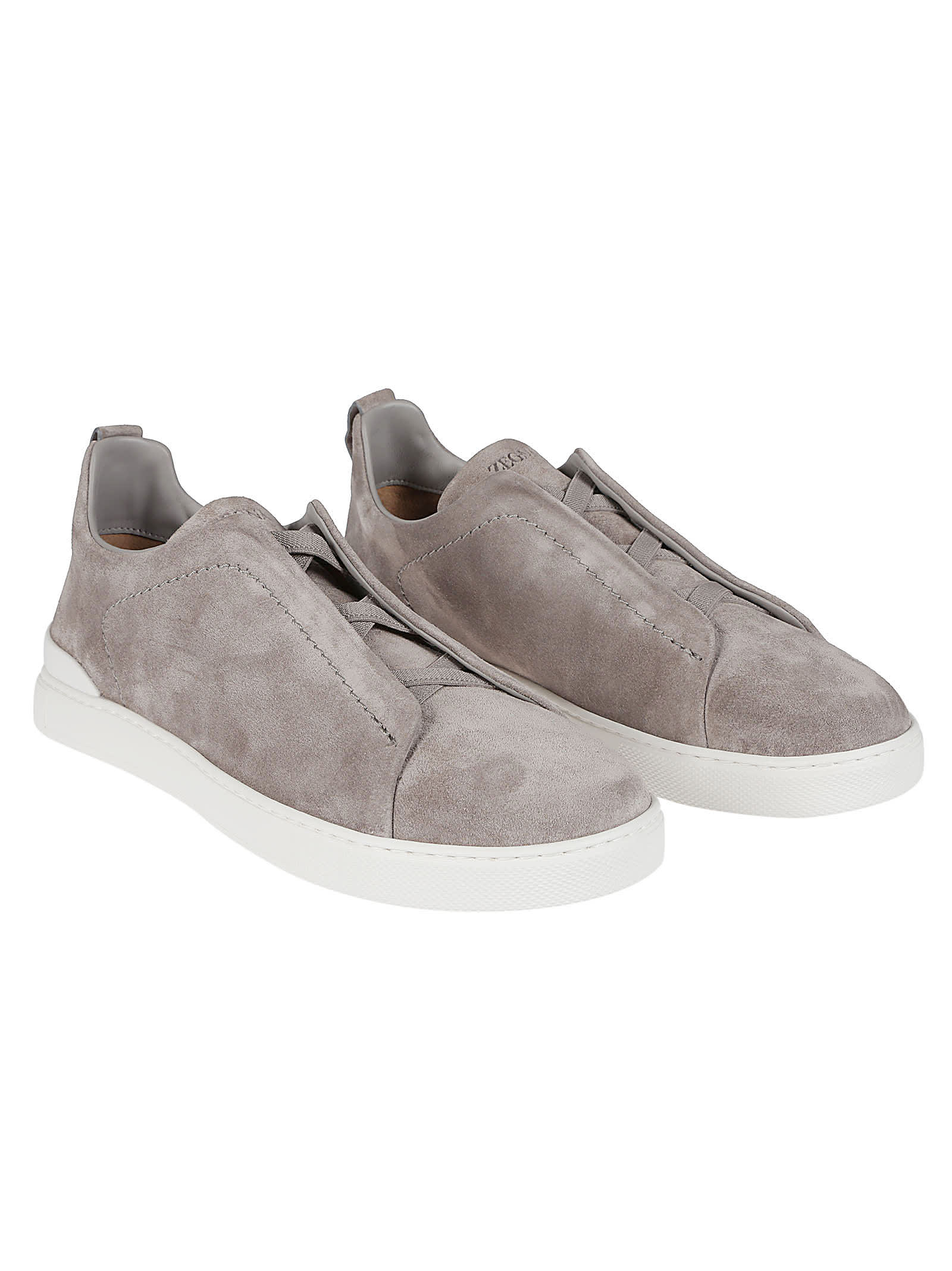 Shop Zegna Triple Stitch Low Top Sneakers In Gme Grigio Melange