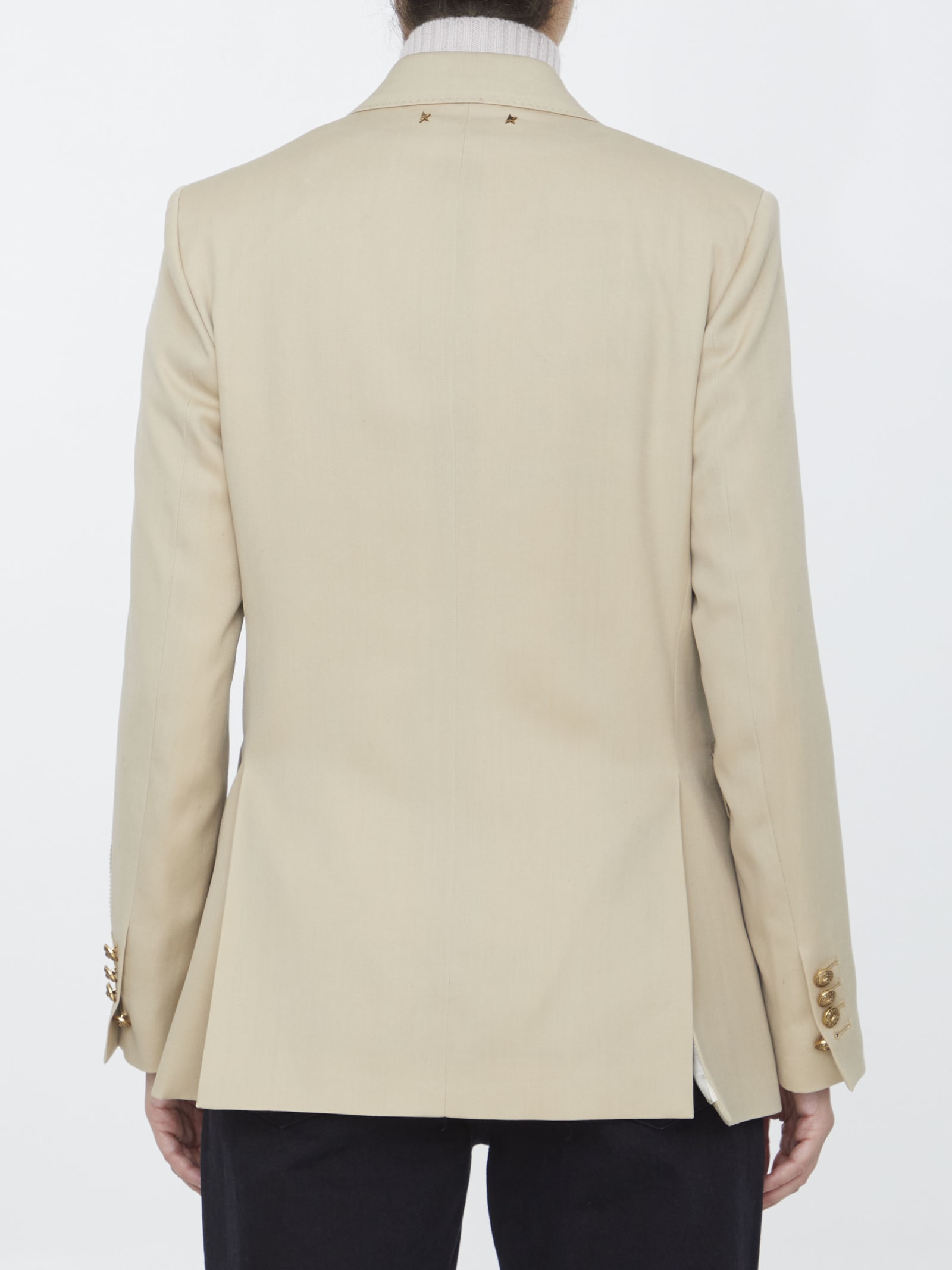 Shop Golden Goose Double-breasted Beige Jacket