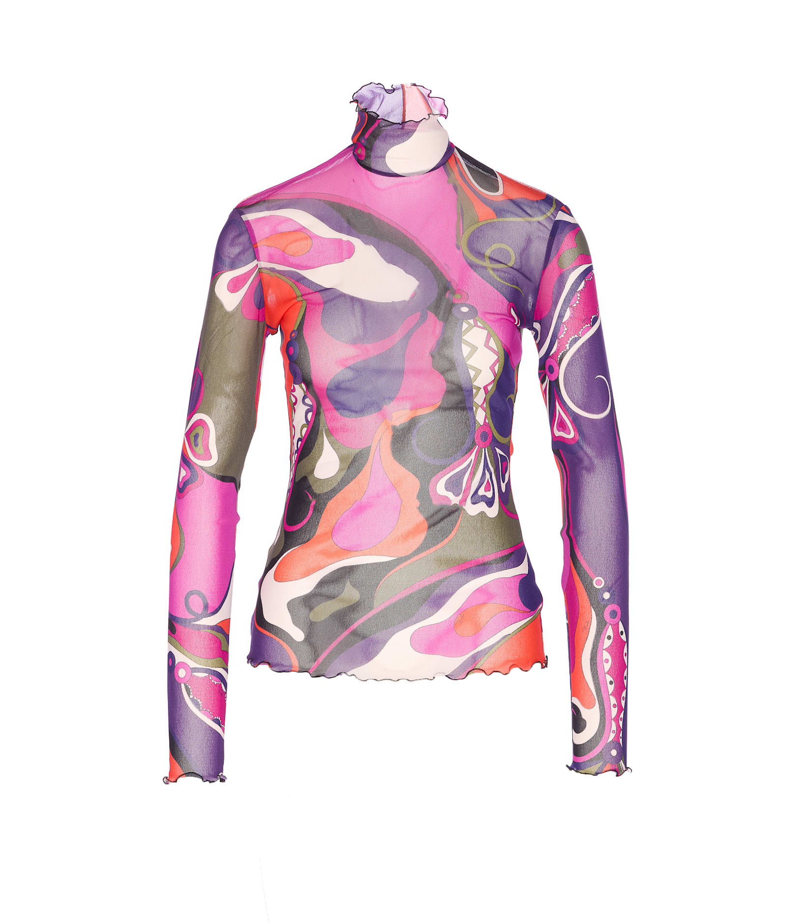 Pucci Orchidee Print Tulle Top In Multi